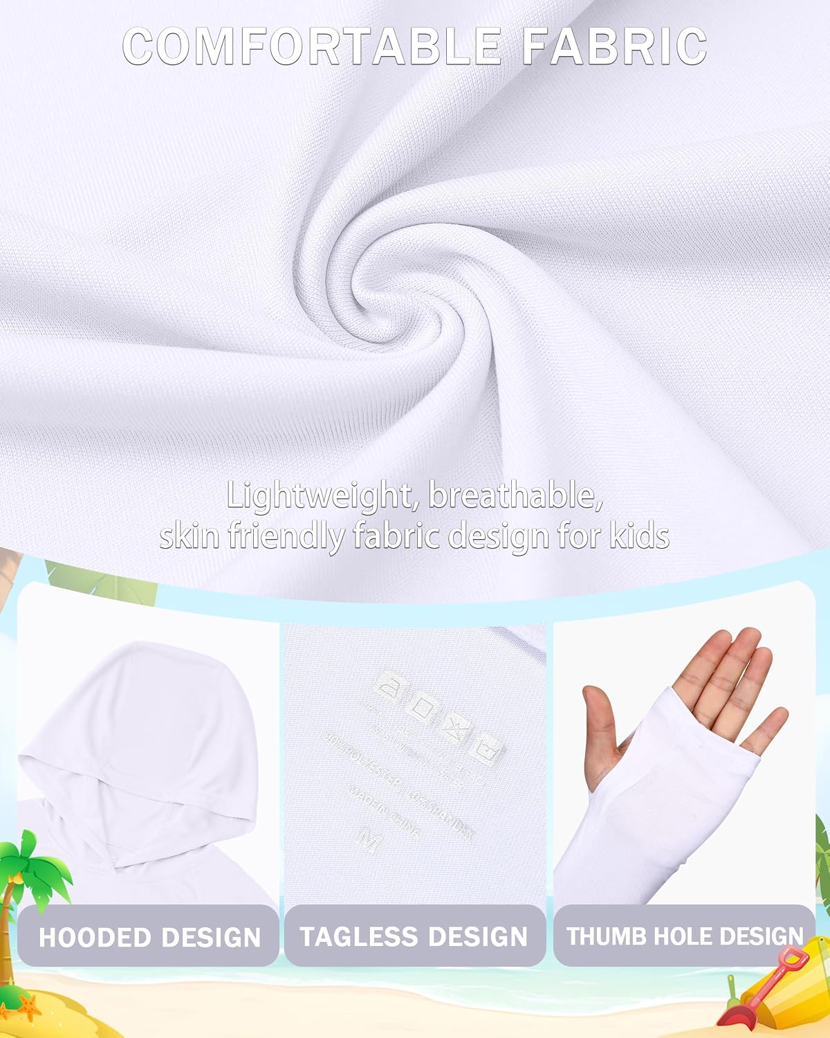 Thumbnail 4 de DRONIRING Kids Hooded Rash Guard Swim Shirt, UPF 50+, Quick-Dry with Thumbholes