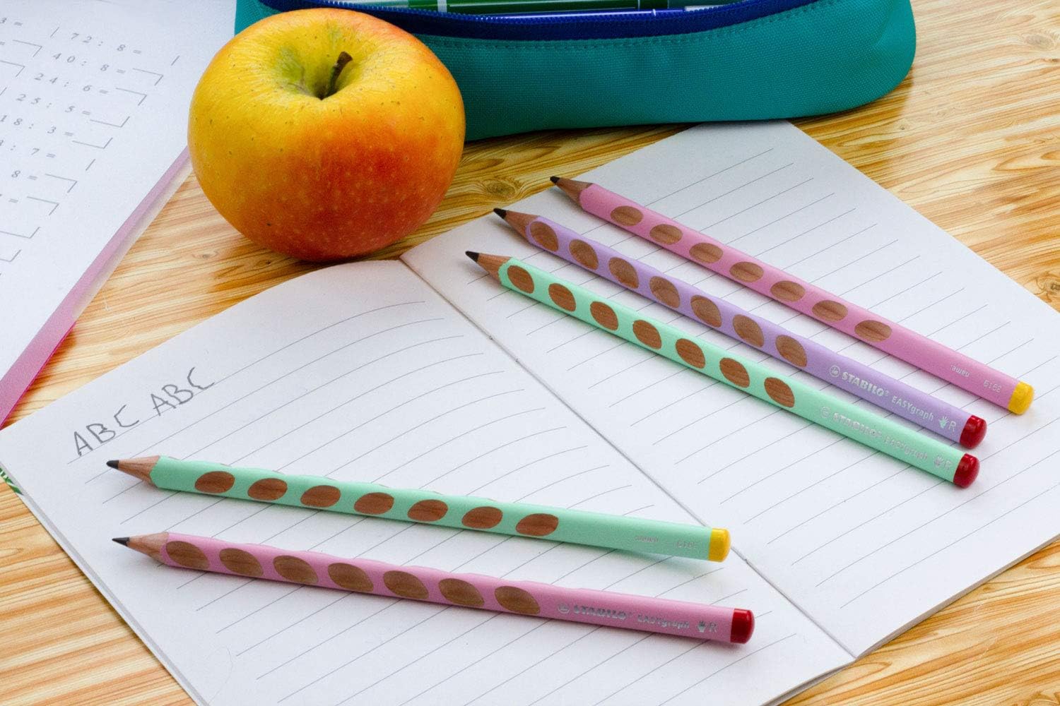 Detalle de STABILO EASYgraph Dreikant-Bleistift HB – Ergonomisch, rechts-, pastelgrün/pastellpink/pastelllila – 6er Pack