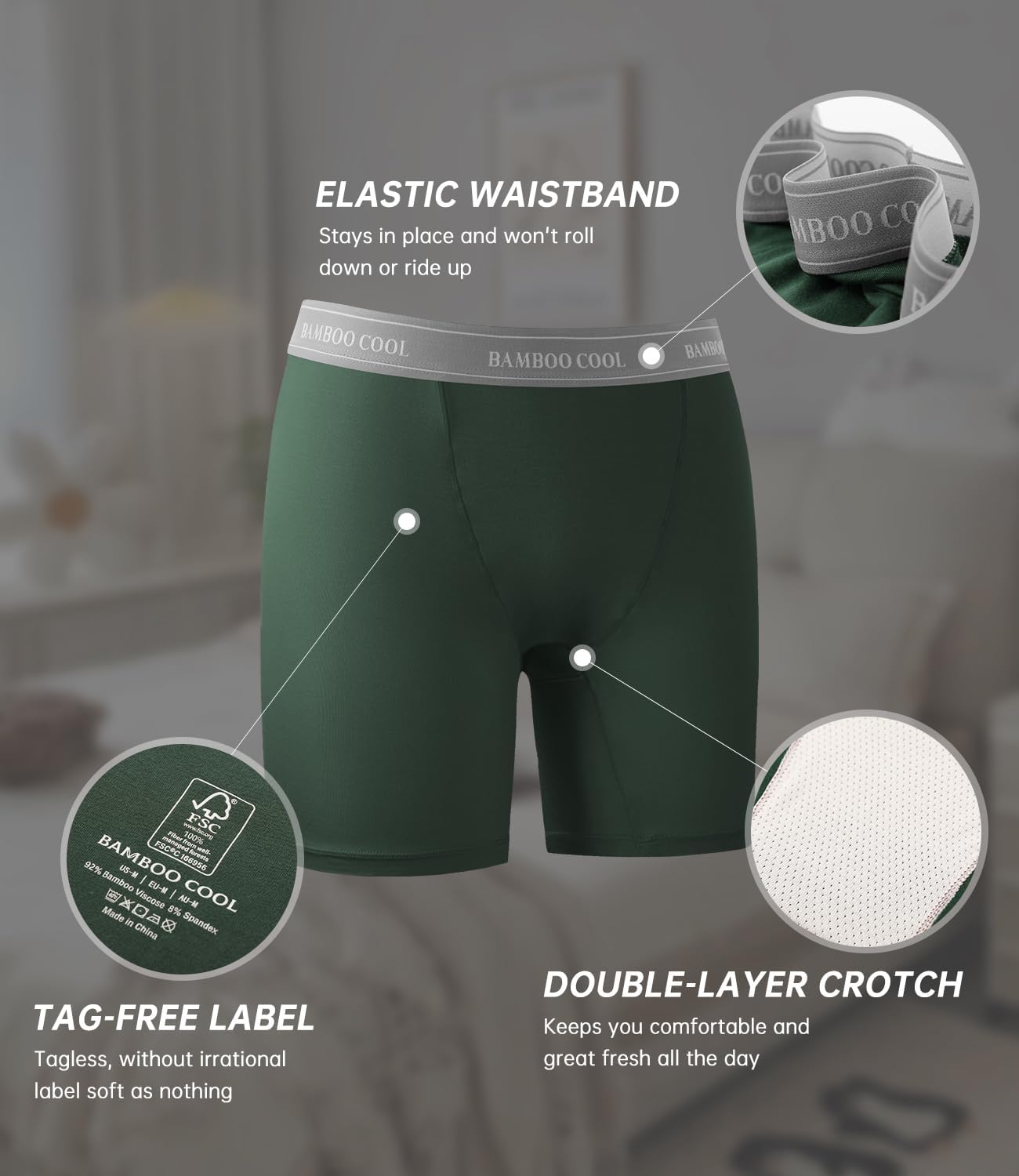 Thumbnail 2 de BAMBOO COOL BoyShorts 5-Pack High Waisted