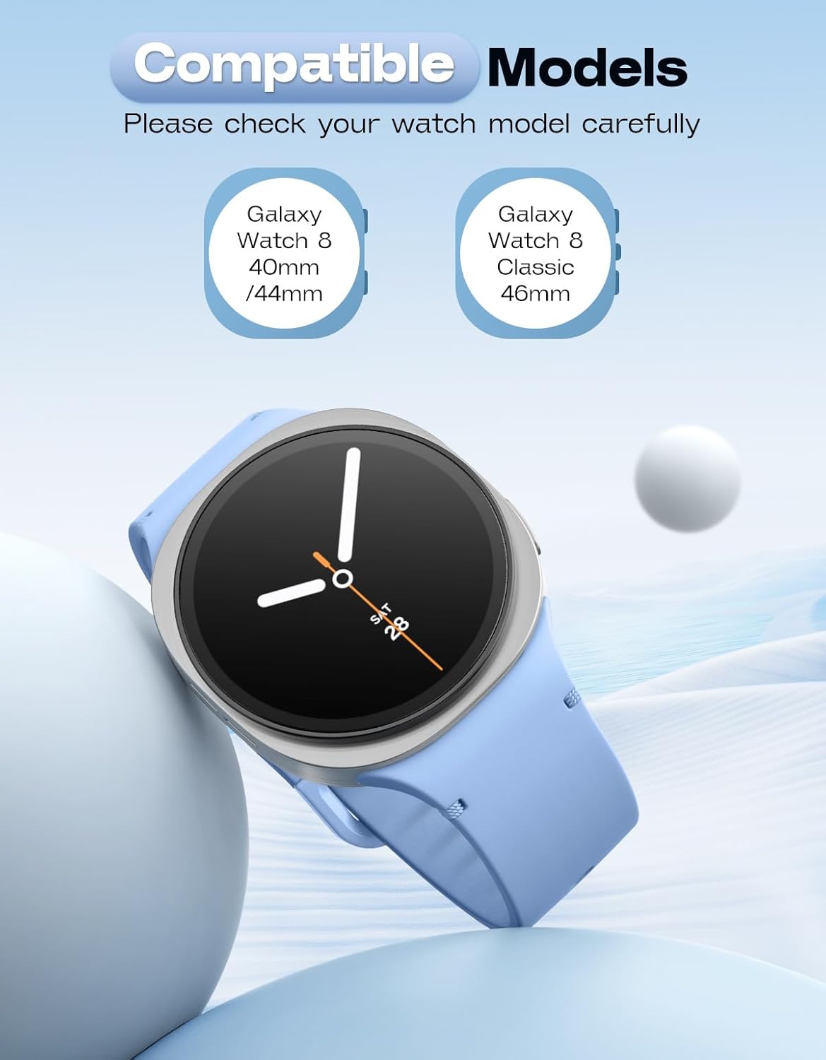Thumbnail 1 de MoKo Sport Strap for Samsung Galaxy Watch 8 (40/44mm) & Watch 8 Classic (46mm) – Soft Silicone Replacement Band