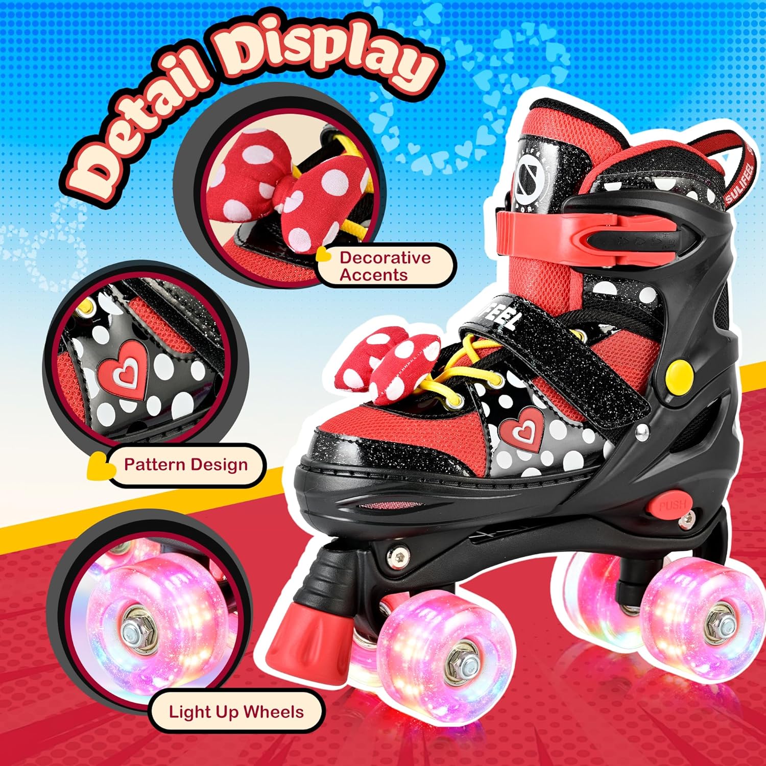 Thumbnail 1 de SULIFEEL Roller Skates for Girls (Ages 3–12) – Adjustable Quad Skates with Light-Up Wheels