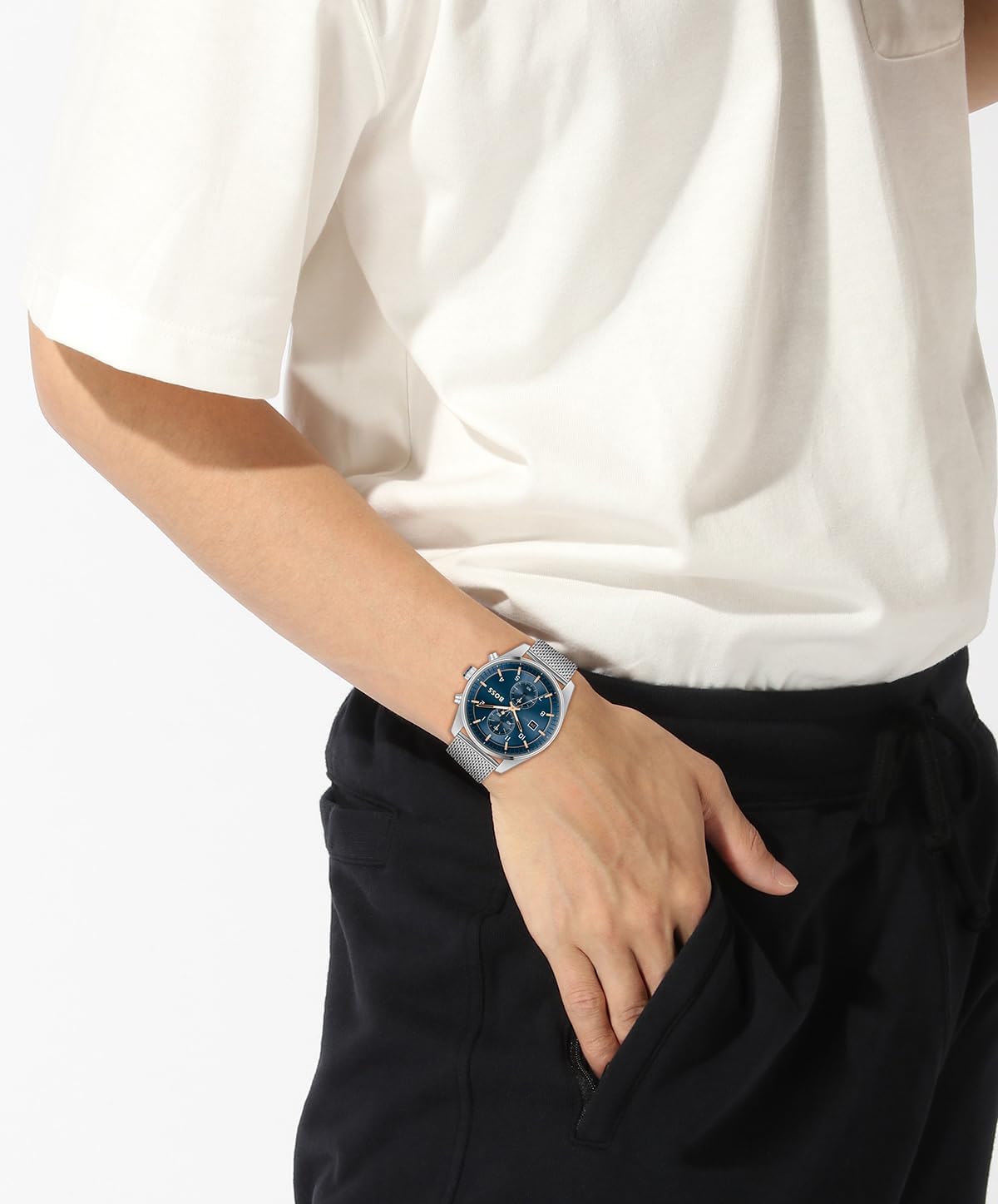 Thumbnail 3 de BOSS Chronograph Quarz Uhr für Herren SKYTRAVELLER – Edelstahlgehäuse, blaues Zifferblatt, 44 mm