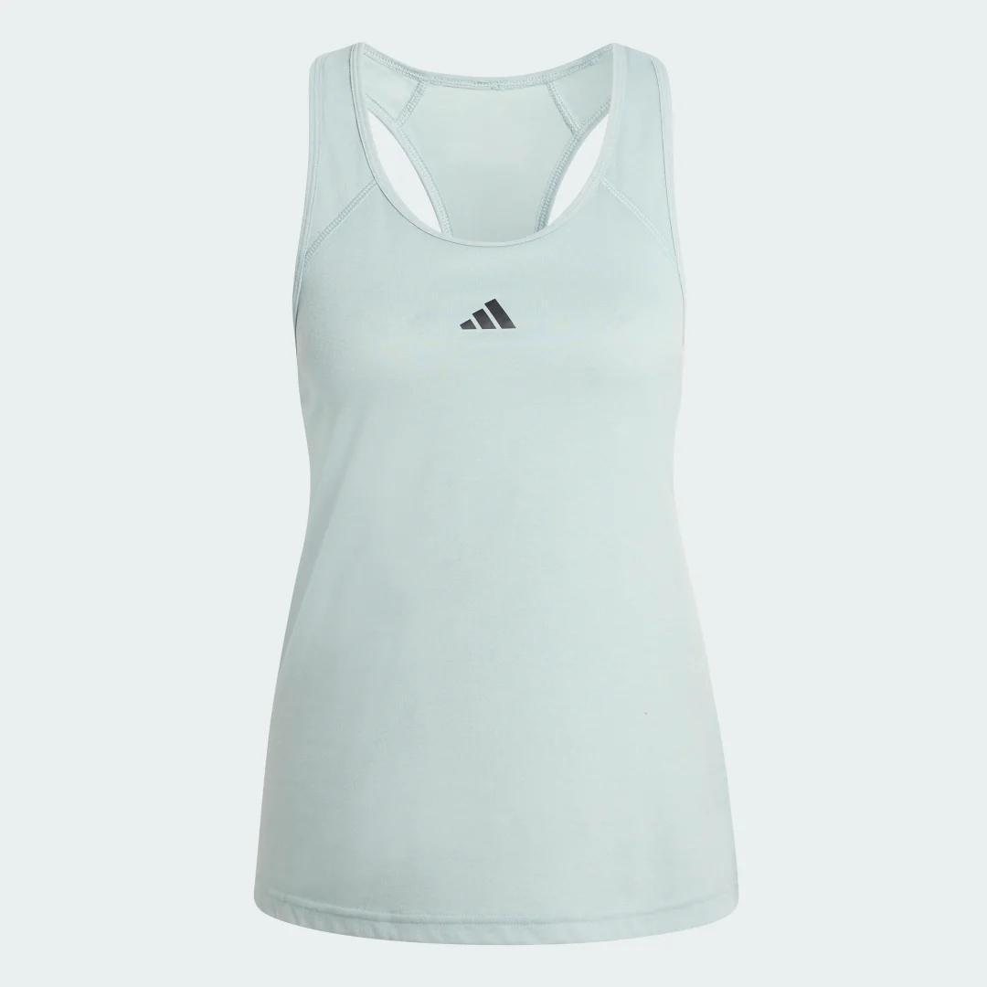 Detalle 2 de Adidas Train Essentials, camiseta de tirantes verde con espalda deportiva