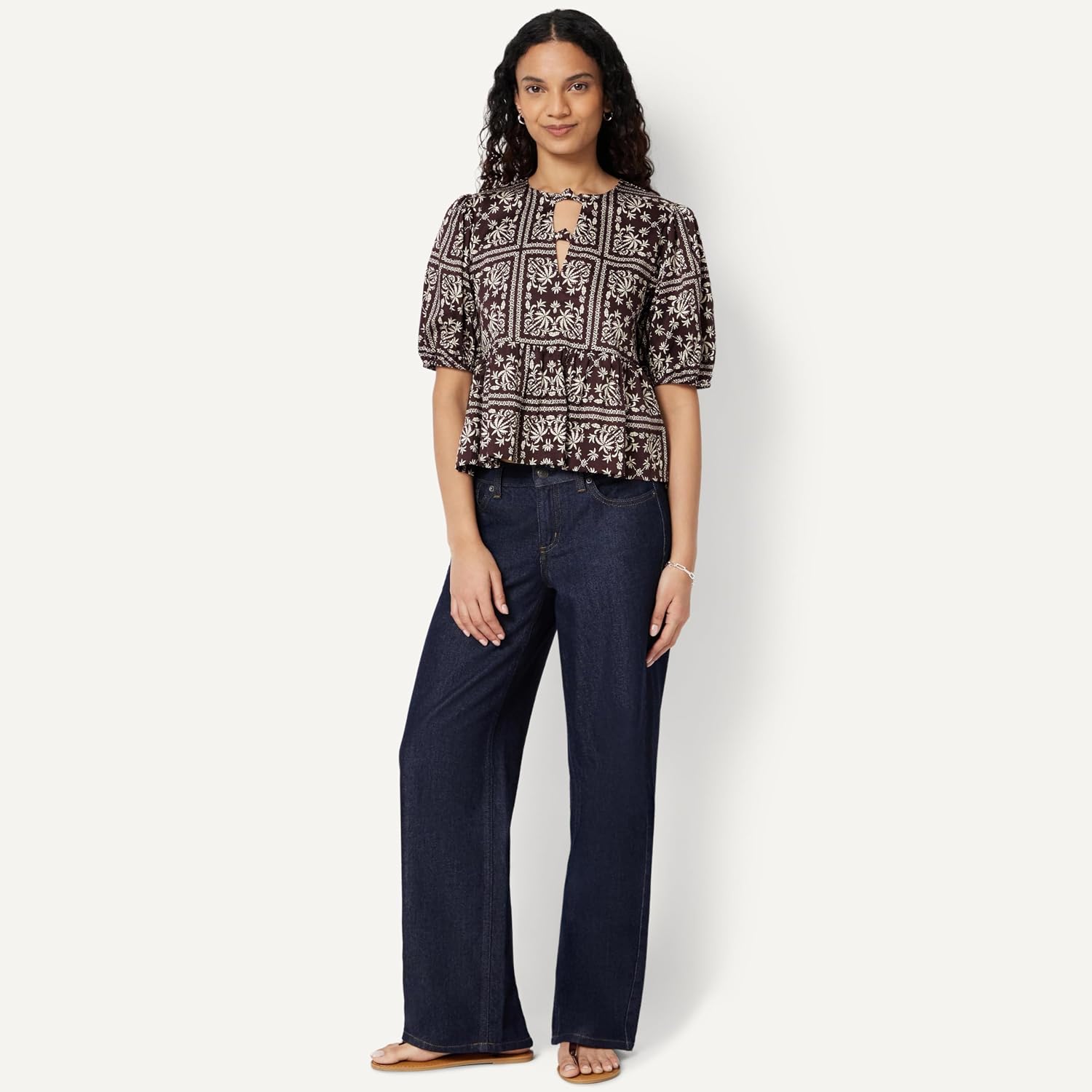 Detalle de Amazon Essentials Women's Cotton Sateen Relaxed-Fit Peplum Blouse