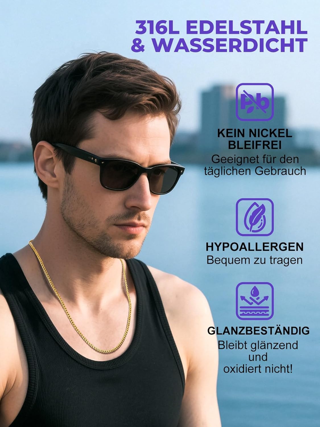 Thumbnail 6 de Richsteel Herren Halskette Kubanische Panzerkette 3/6/9/12 mm – Edelstahl 36–76 cm