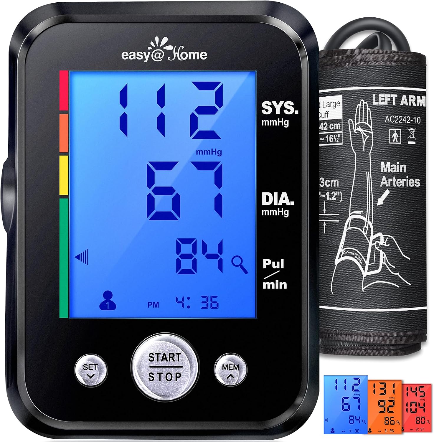 Detalle de Easy@Home EBP-095 Blood Pressure Monitor, 3-Colour Display, 2 Users