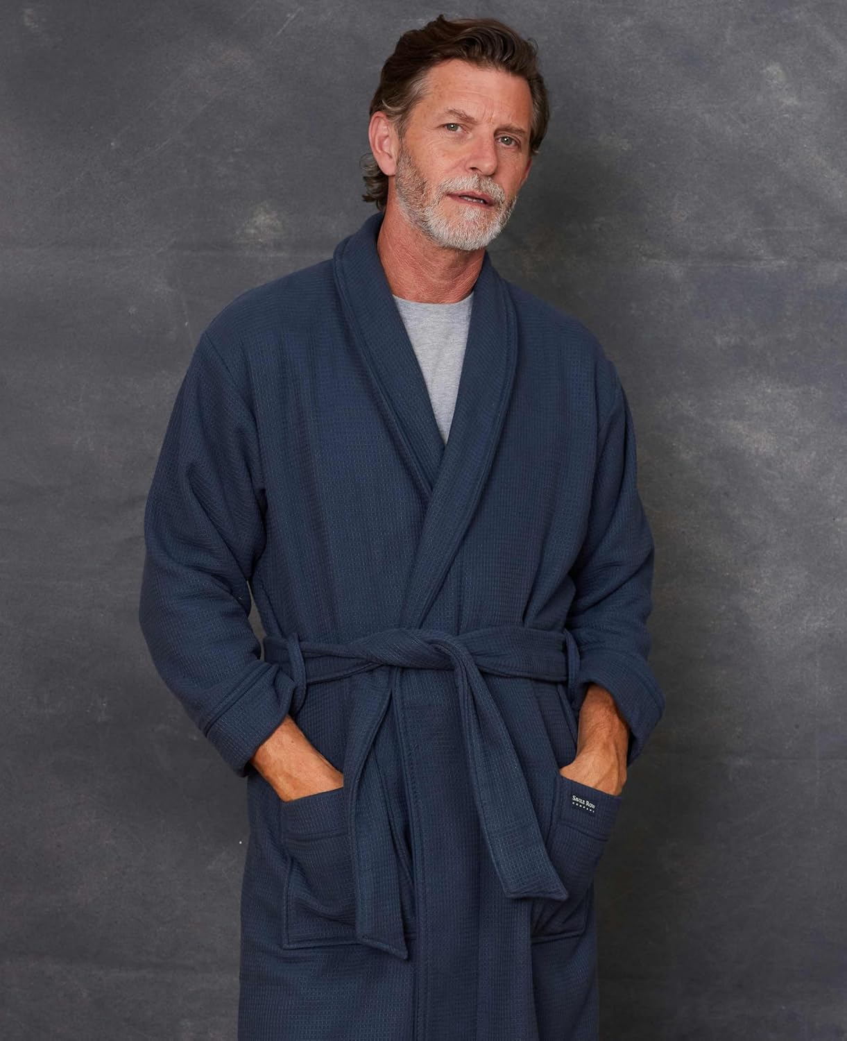 Thumbnail 3 de THE SAVILE ROW COMPANY LONDON Men’s 100% Cotton Honeycomb Waffle Bathrobe with Terry Lining