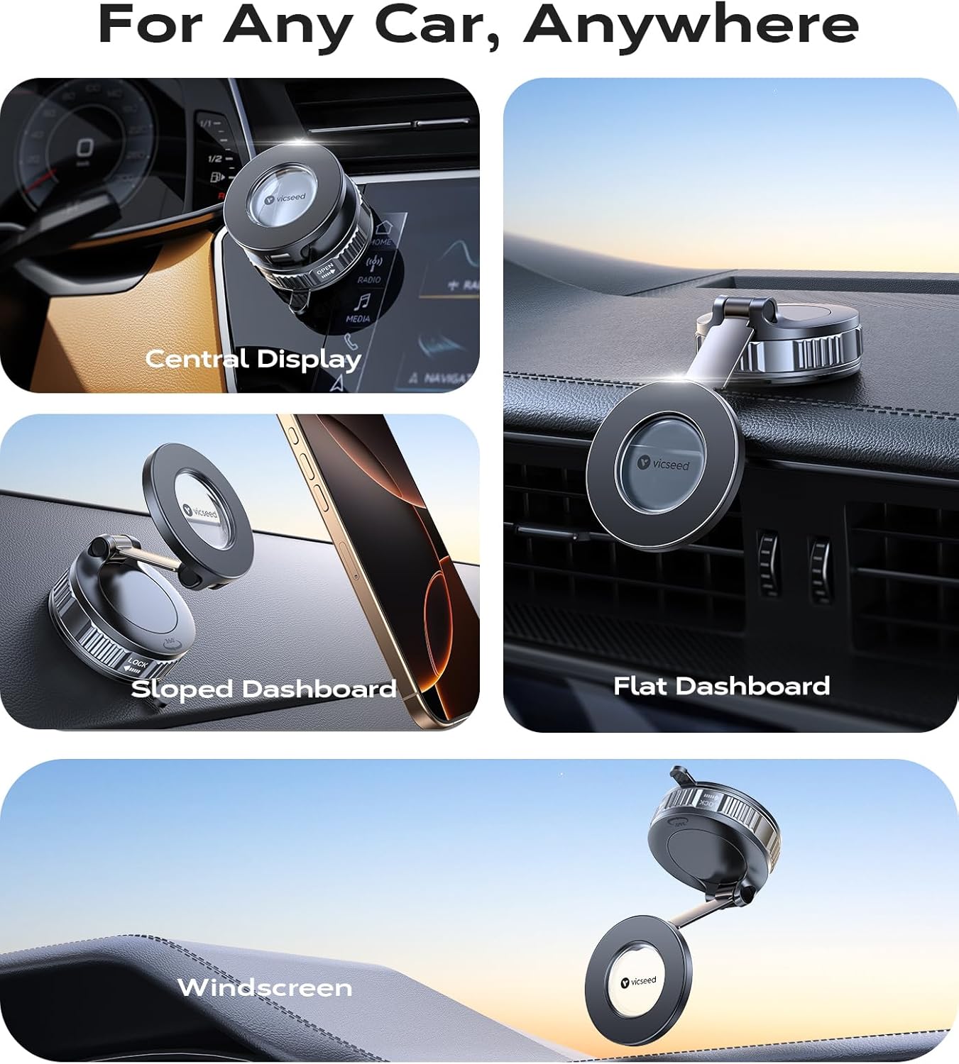 Detalle 2 de VICSEED Magsafe Car Mount 55+KG suction