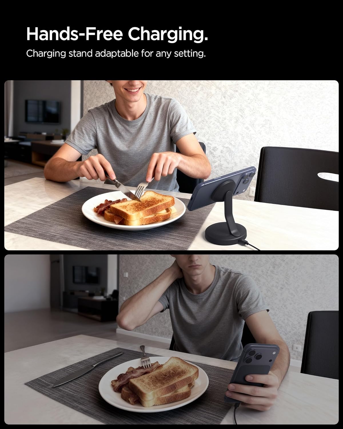 Thumbnail 2 de Spigen Essential 15W MagSafe : chargeur sans fil magnétique avec câble USB-C 60 W (station) – Noir