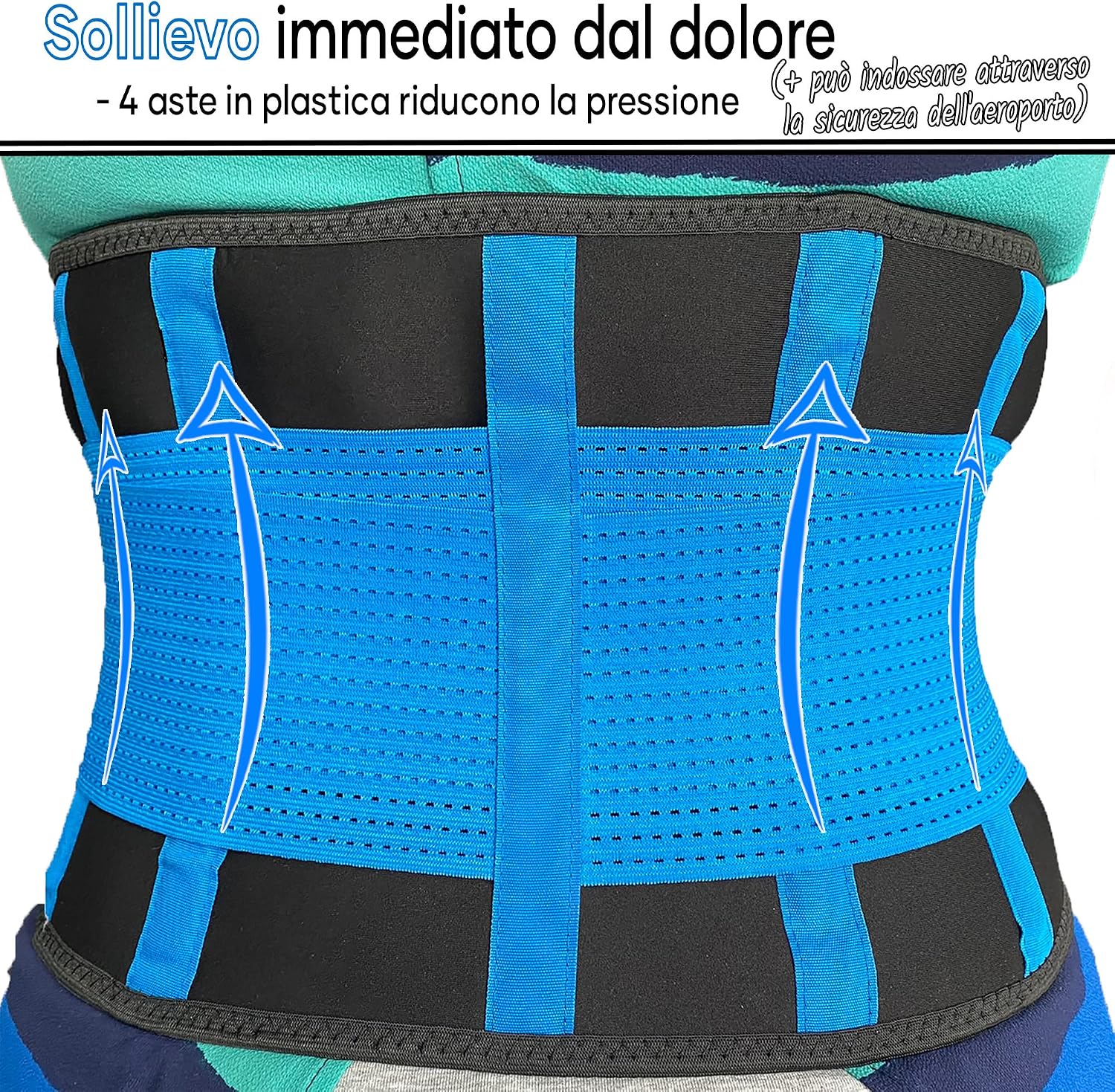 Detalle de MEDiBrace Fascia lombare elasticizzata con 4 stecche in plastica per mal di schiena, sciatica e stenosi spinale