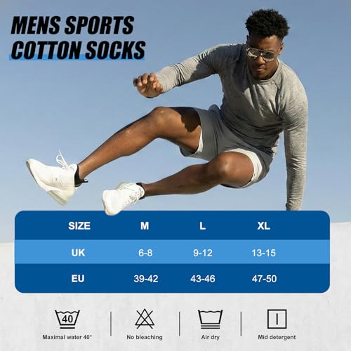 Thumbnail 7 de Niofind calcetines de deporte para hombre (6 pares) cortos amortiguados, algodón transpirable secado rápido