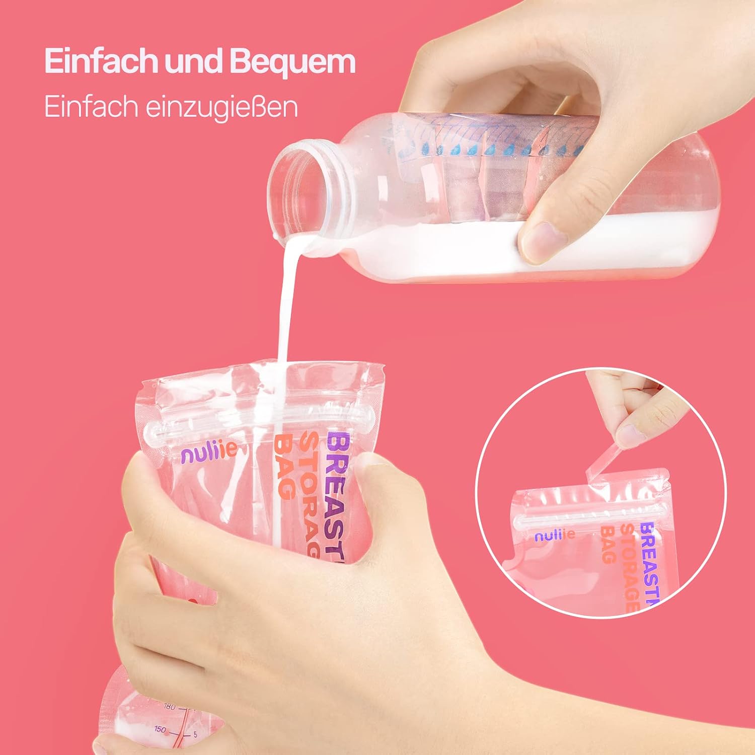 Thumbnail 4 de Nuliie Muttermilchbeutel 250 ml – 50 Stück, BPA-frei, Ausgießer, selbststehend, zum Einfrieren geeignet
