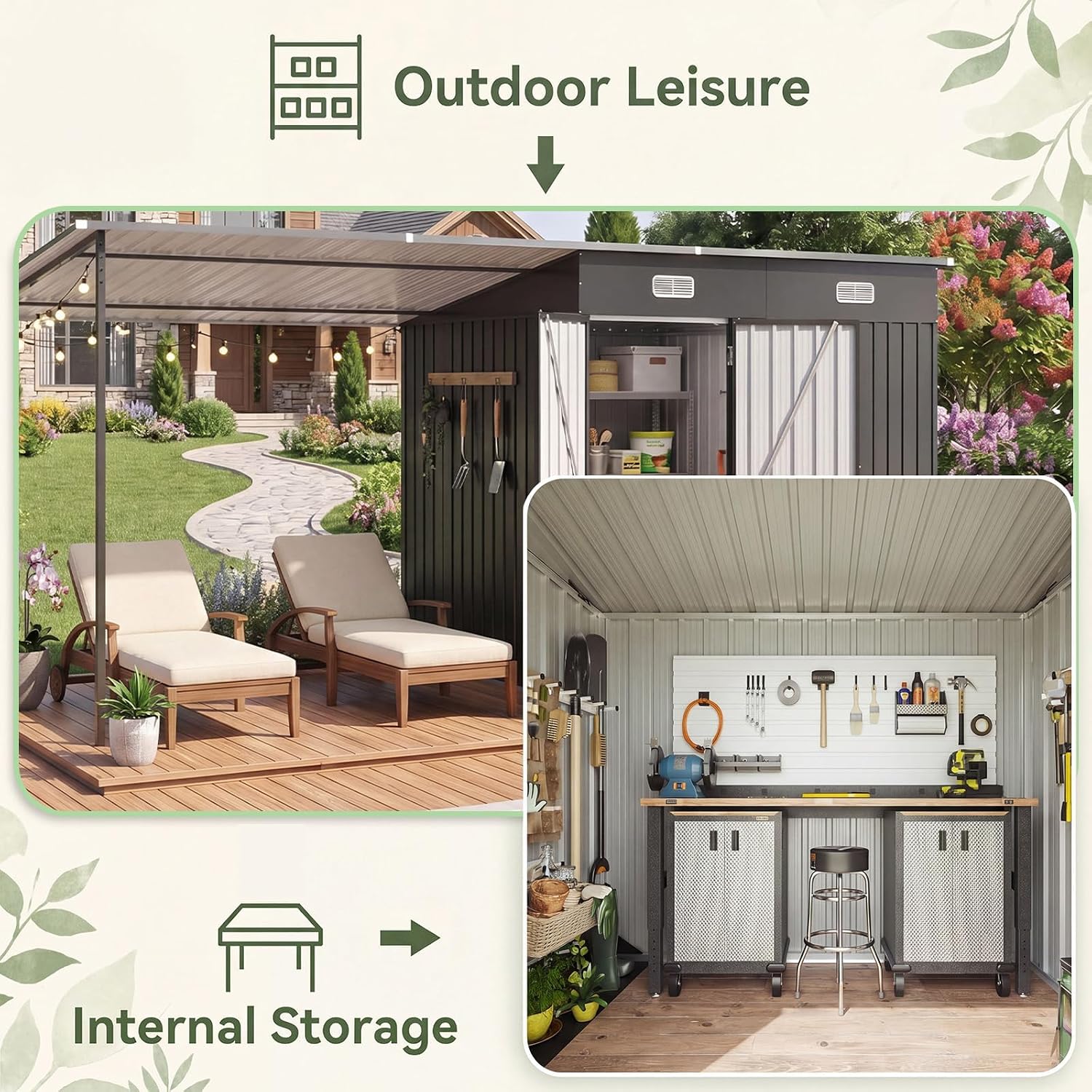 Detalle 1 de Breezestival Shed and Gazebo Combo 14x6FT