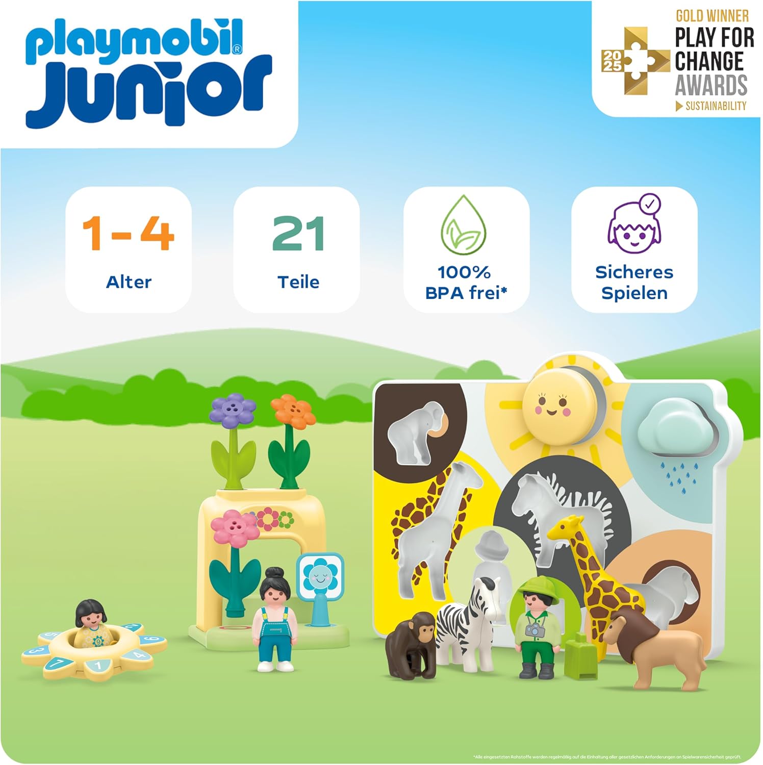Thumbnail 1 de PLAYMOBIL JUNIOR Mein erstes Spielzeug ab 1 Jahr – sortierendes Lernset mit Puzzle, Blumenstand und Kreisel (71655)