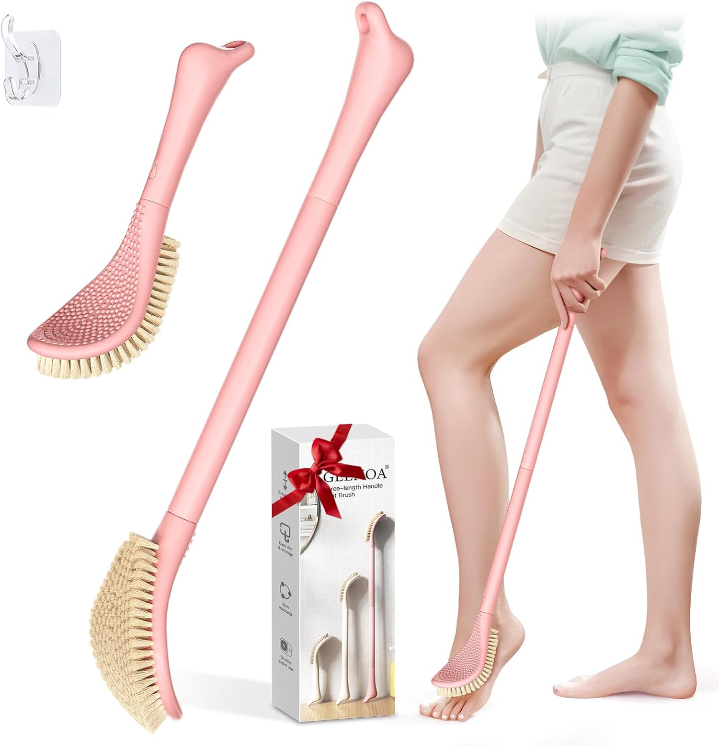 Detalle de GEENOA Foot Brush with Adjustable 3-in-1 Handle and Curved Head