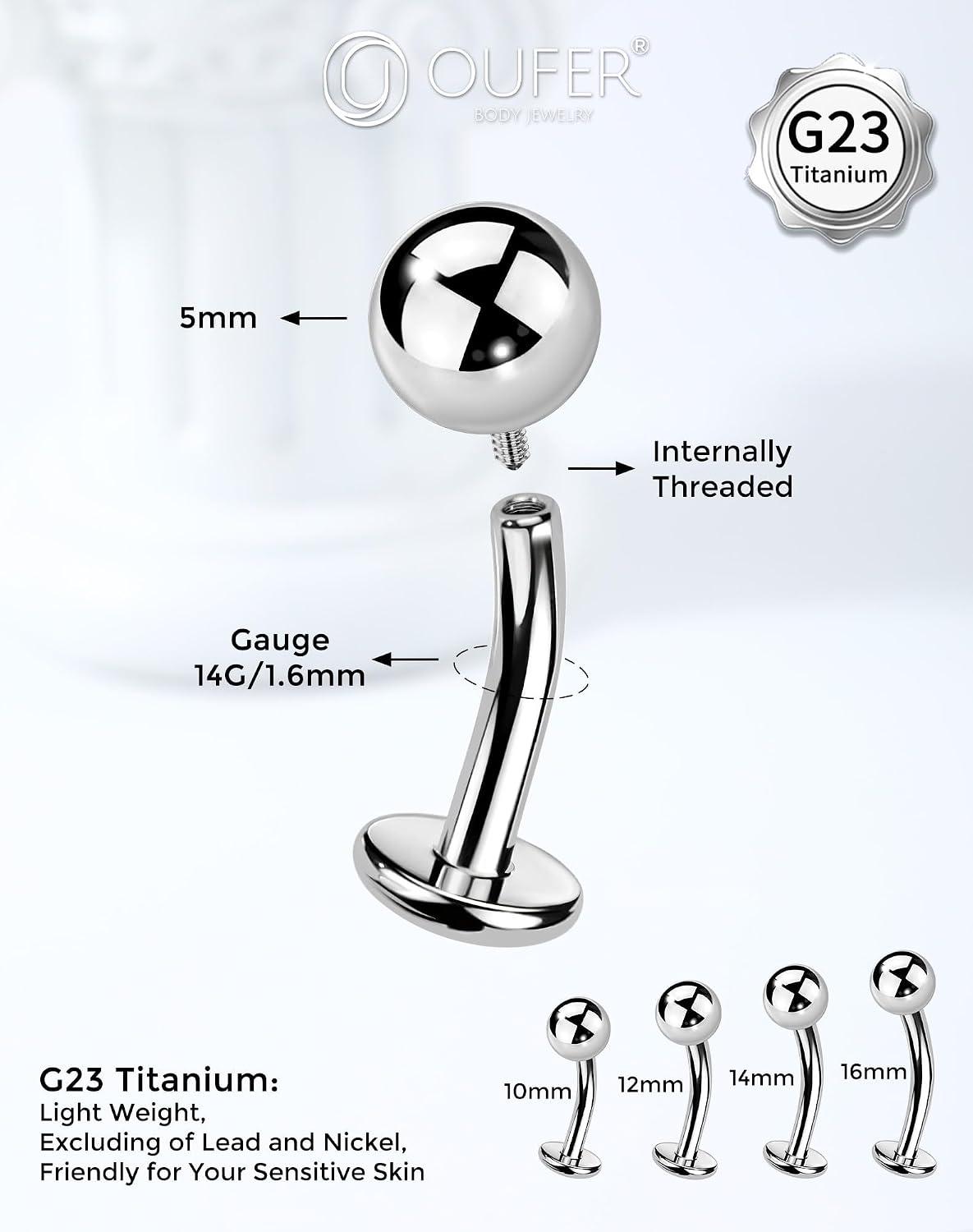Thumbnail 4 de OUFER Piercing nombril 14G titane 10–16 mm