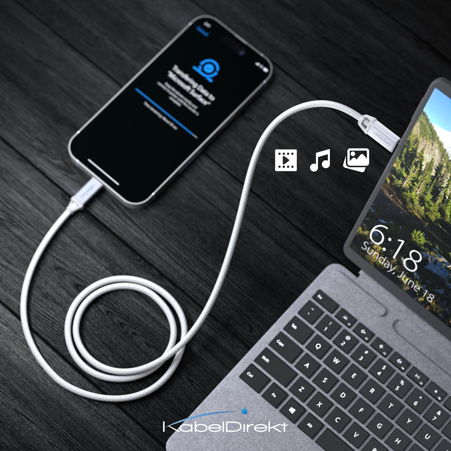 Thumbnail 2 de KabelDirekt USB C Kabel 60 W 2x2 m