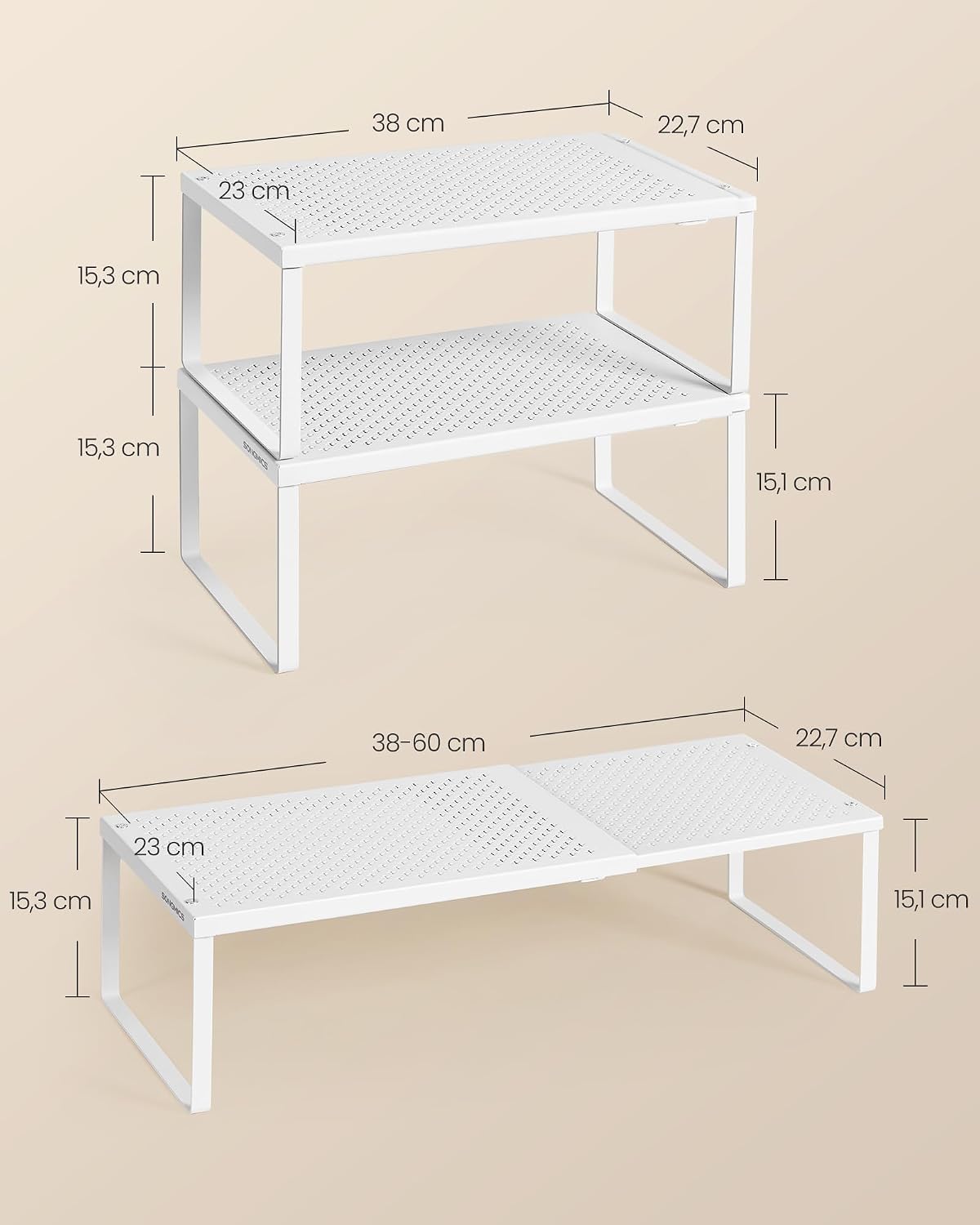 Thumbnail 6 de SONGMICS KCS402W01 Gewürzregal ausziehbar 38–60 cm