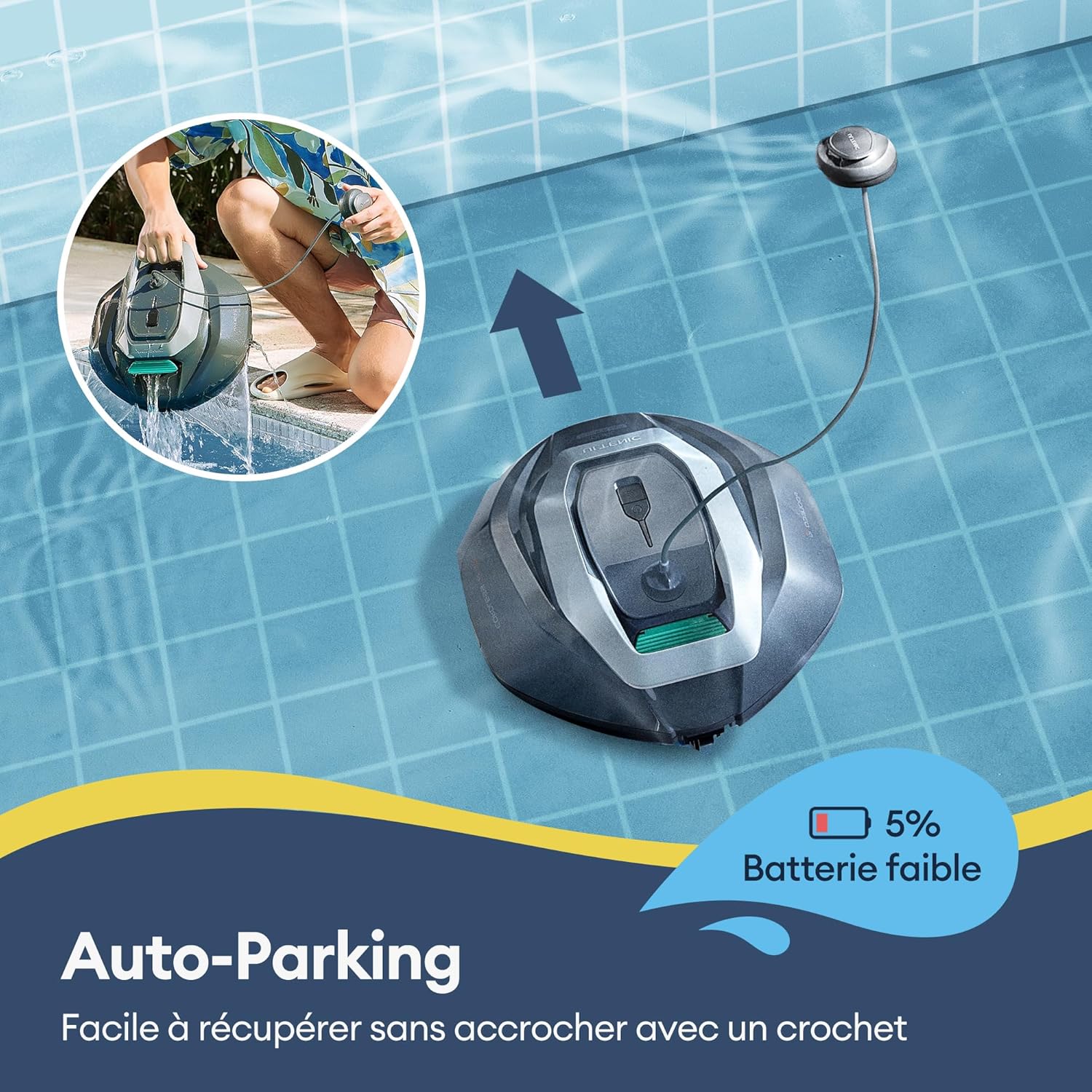 Thumbnail 5 de Ultenic Pooleco 10s — Robot Piscine sans Fil 80㎡, Contrôle APP et Autonomie 90 min