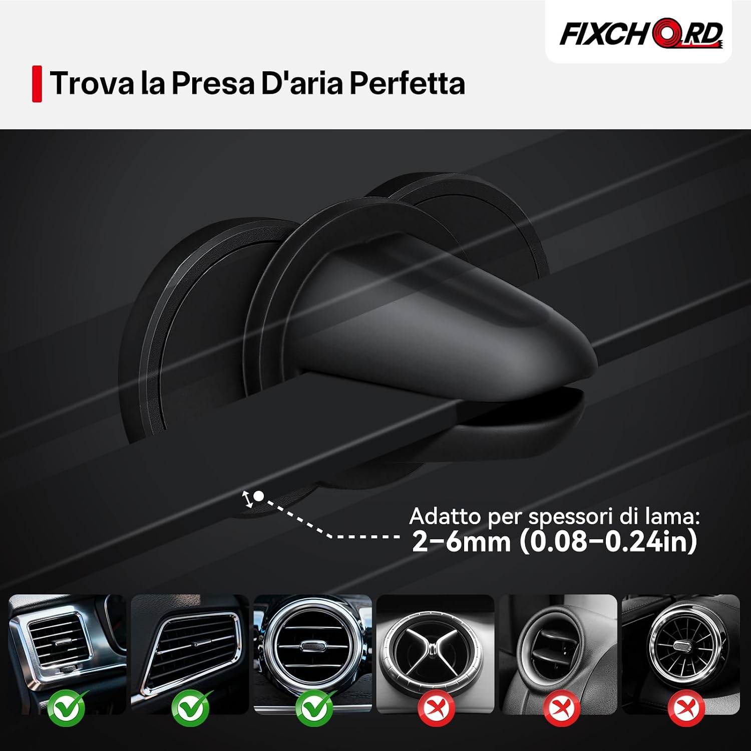 Detalle 2 de Supporto magnetico FIXCHORD per OOONO CO-Driver NO2 (1 pezzo) con magneti integrati