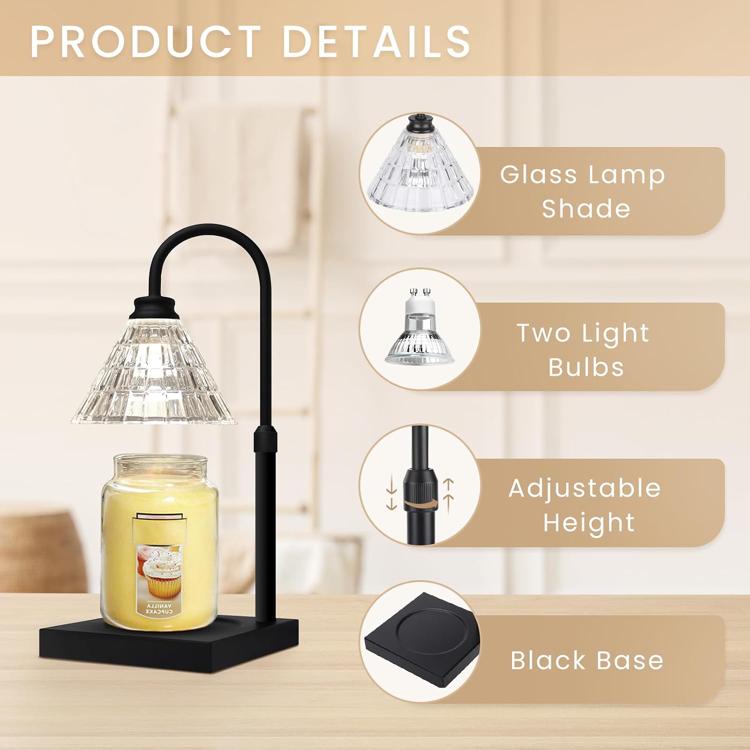 Detalle 2 de MAKYTWOW Candle Warmer Lamp