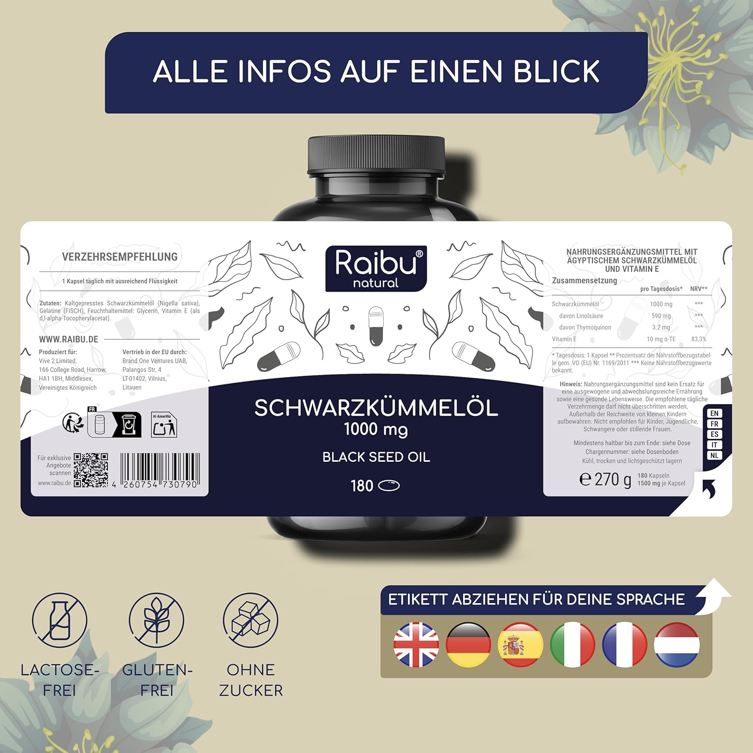 Thumbnail 6 de Schwarzkümmelöl Kapseln 1000 mg 180 Softgels