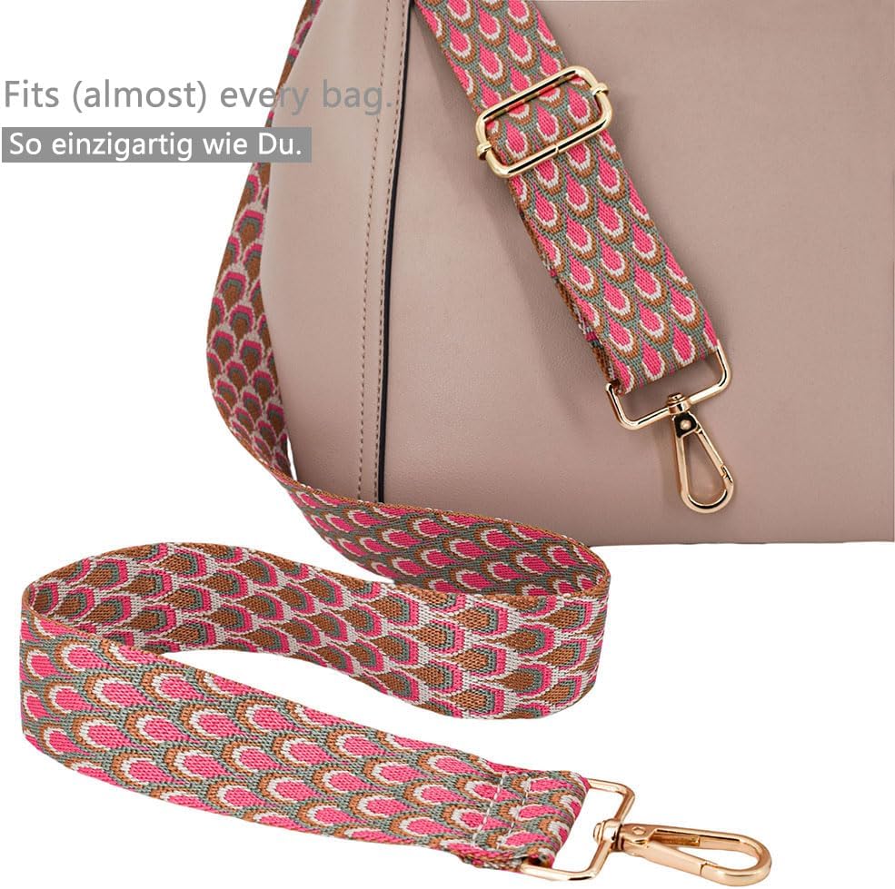 Detalle de ROYGBCP Replacement Purse Strap: Adjustable Wide Canvas Crossbody Shoulder Strap for Women