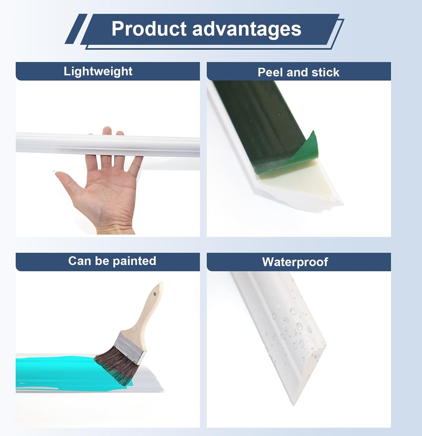 Detalle 2 de NeatiEase 4-Set Wall Moulding Kit, 20" x 20" White Self-Adhesive Panels