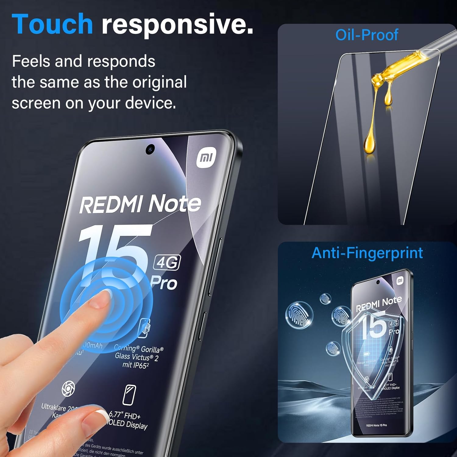 Thumbnail 5 de QULLOO Panzerglas für Xiaomi Redmi Note 15 Pro 4G – 2x Panzerfolie + 2x Kameraschutzfolie inkl. Installationswerkzeuge