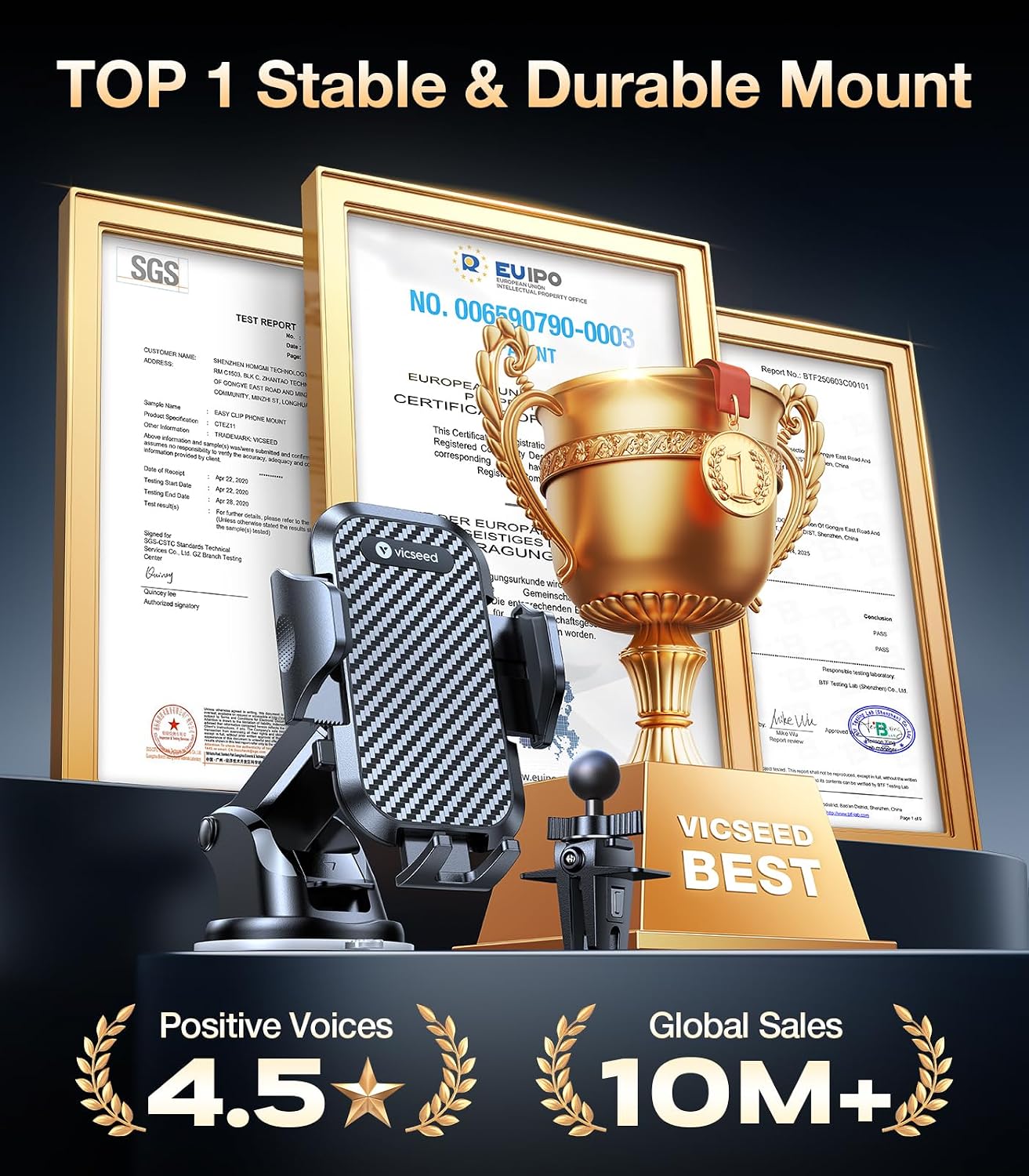 Detalle 2 de VICSEED True Military-Grade Shockproof Car Phone Holder 95 lbs