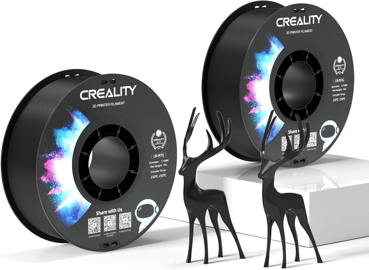 Detalle de Creality ABS Filament 1.75 mm (Official FDM) – dimension accuracy ±0.03 mm, 2kg in Black+Black