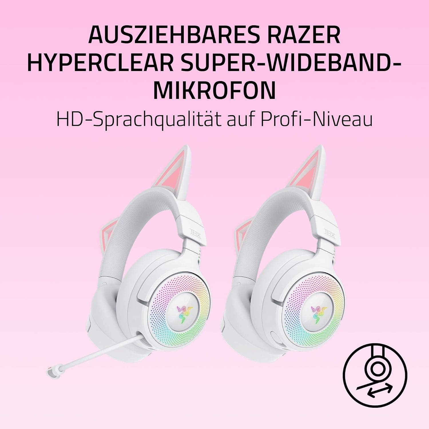 Detalle de Razer Kraken Kitty V3 Pro – Kabelloses RGB-Kitty-Headset für Gaming mit THX Spatial Audio
