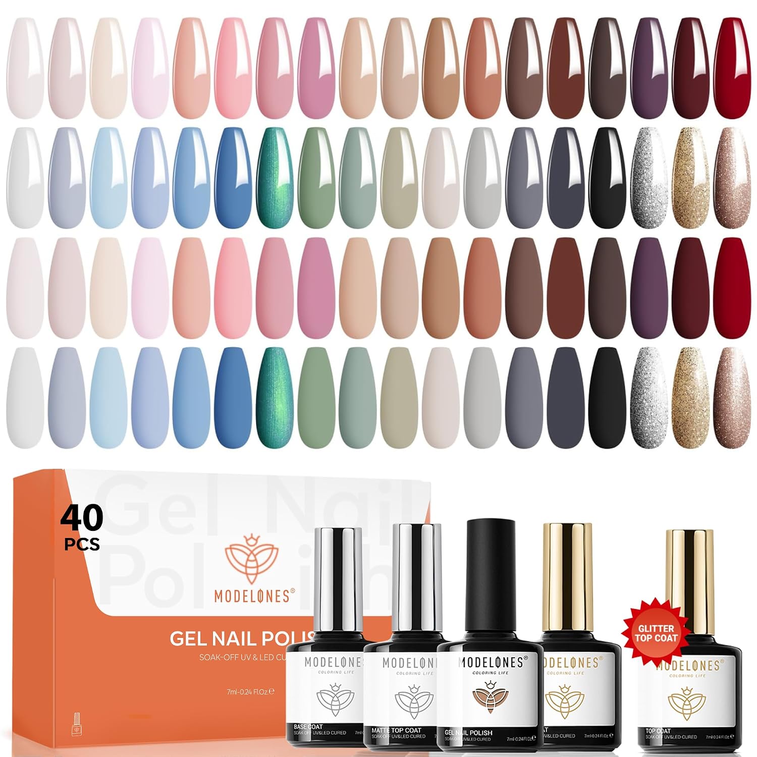 Detalle de Modelones Gel Nail Polish Set, 36 Colors