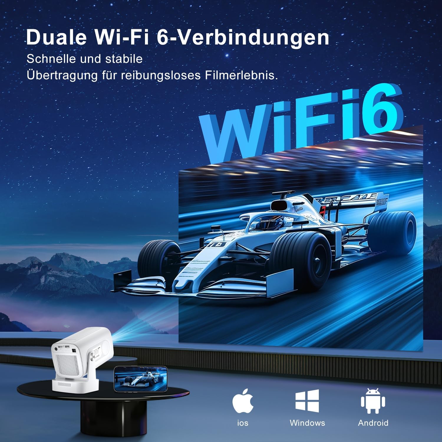 Thumbnail 5 de Salange Mini Beamer 8K Unterstützung 1080P
