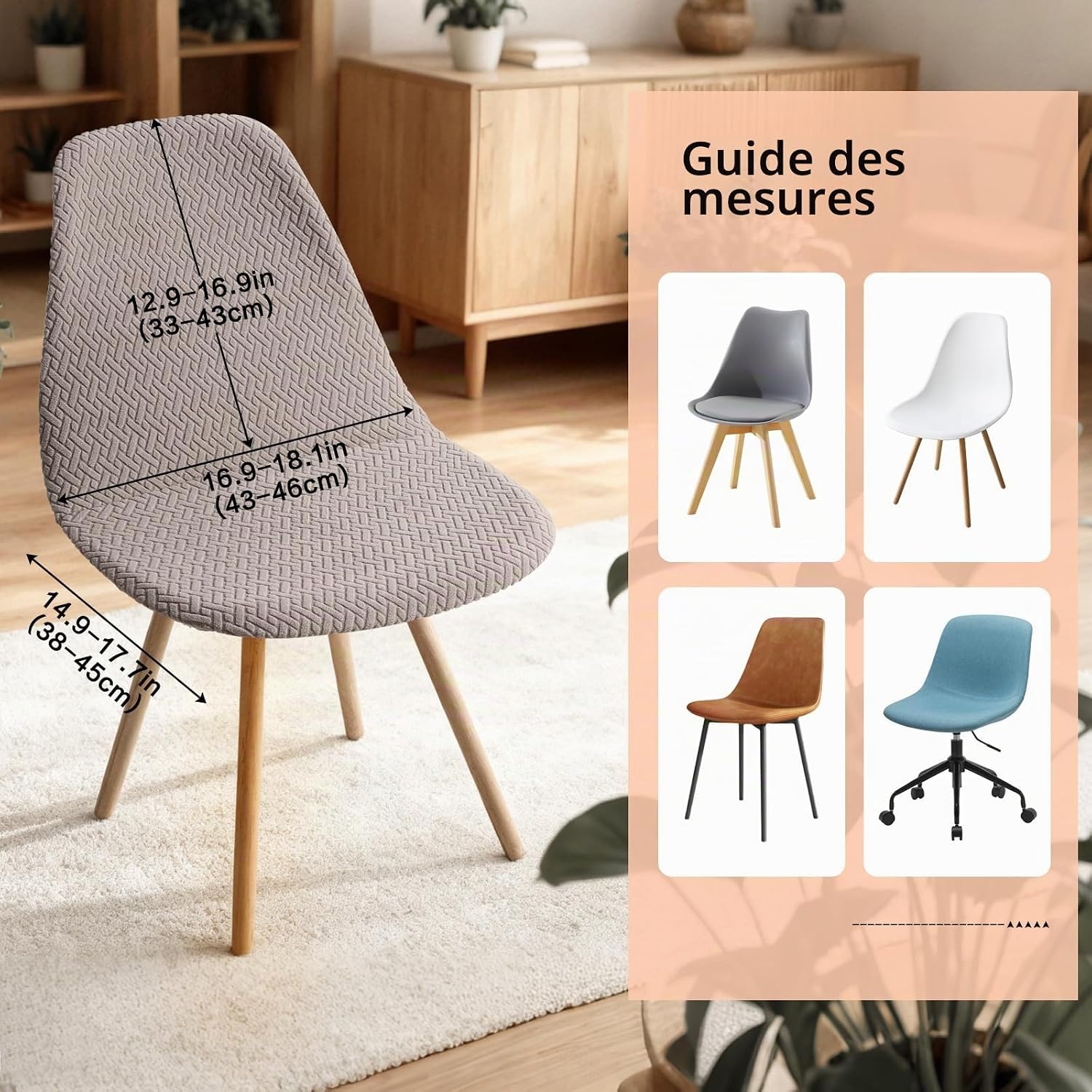 Thumbnail 4 de Fuloon set van 4 rekbare stoelhoezen voor eetkamerstoelen, wasbaar en slijtvast