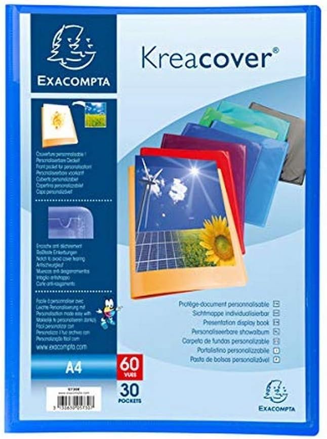 Imagen de Exacompta Kreacover Chromaline 5730E – 30 pochettes A4, 60 vues, 24 x 32 cm, 8 couleurs aléatoires en OfertitasTOP