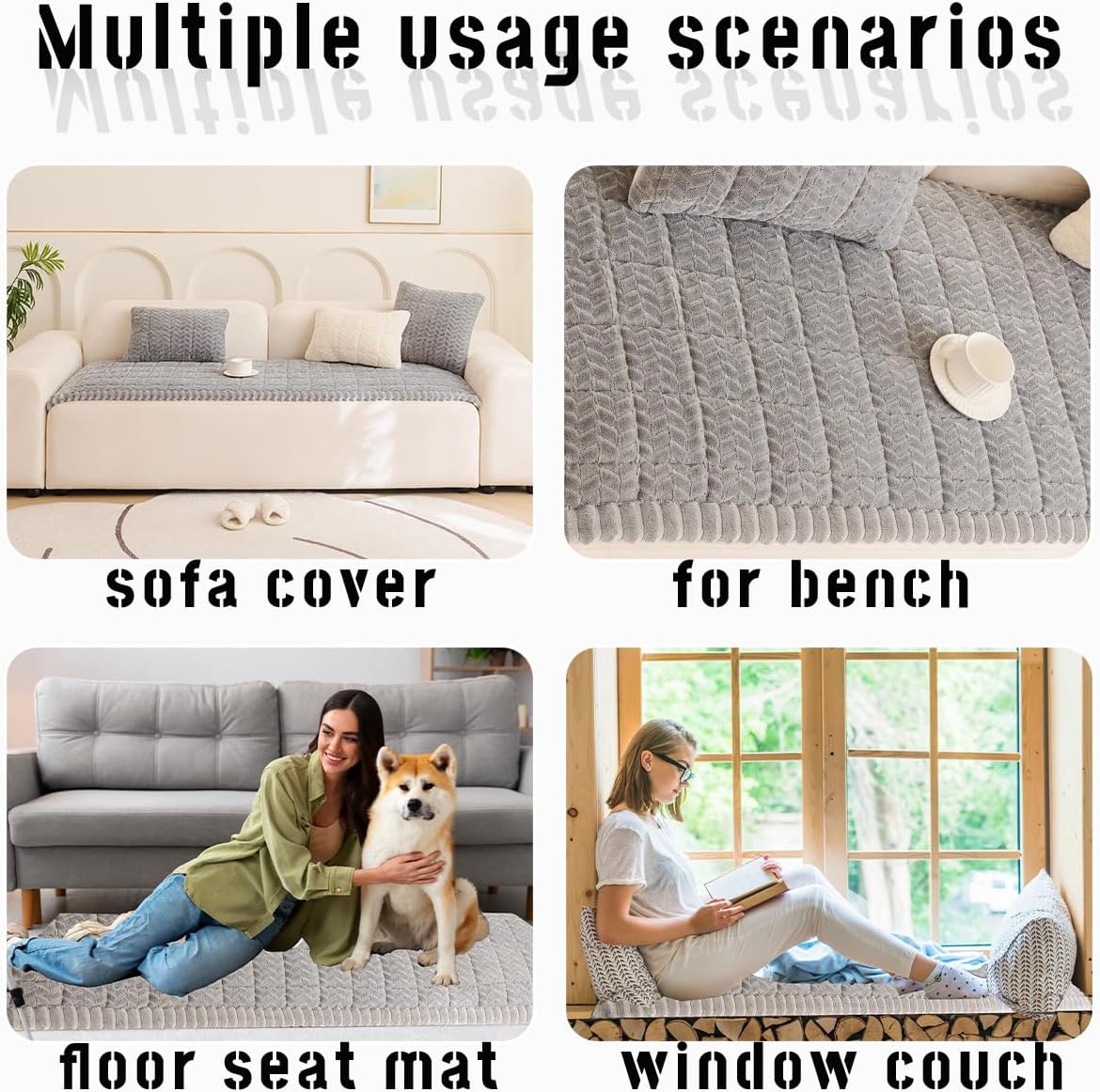 Thumbnail 5 de Mitid Fuzzy Sofa Cover 72" pet-friendly ๐