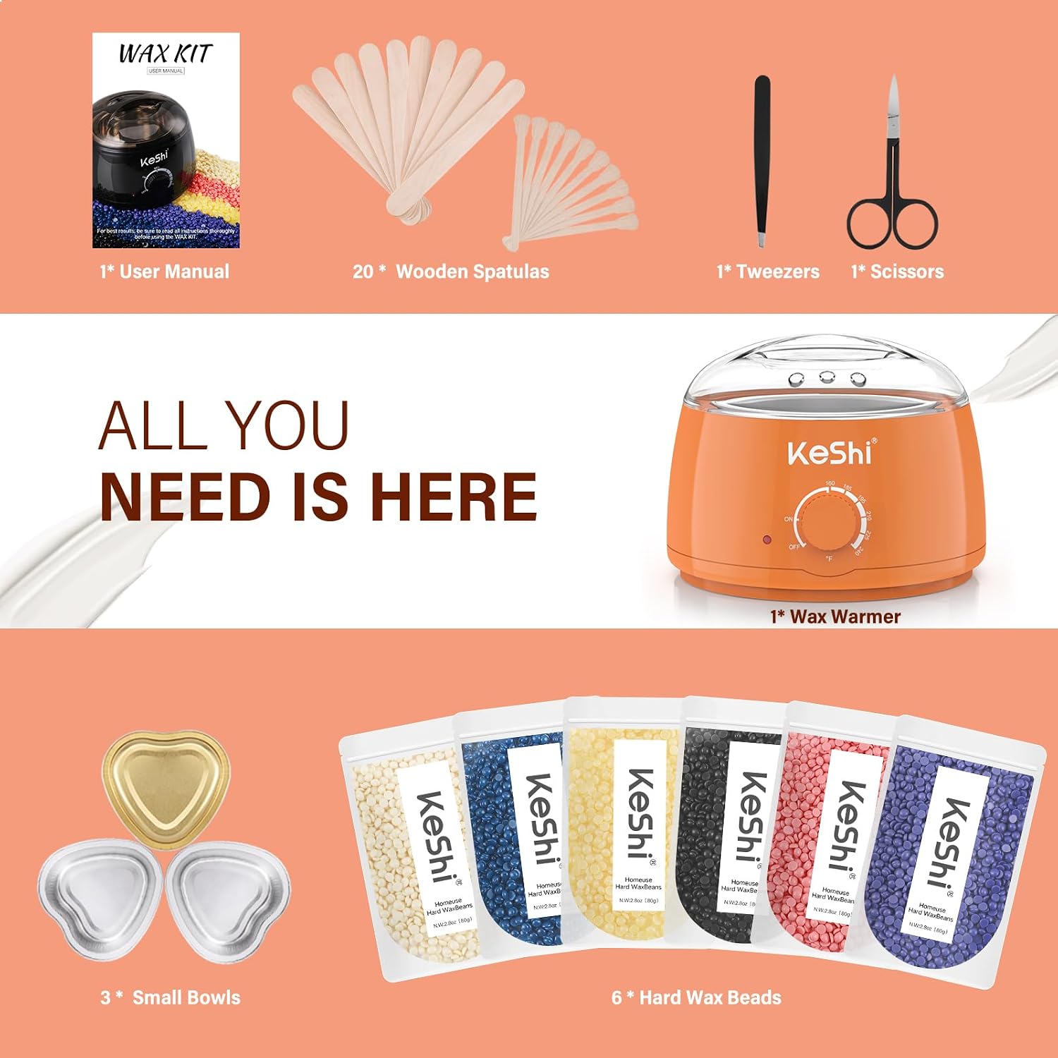 Detalle de KeShi Hard Wax Kit, 500ml Warmer