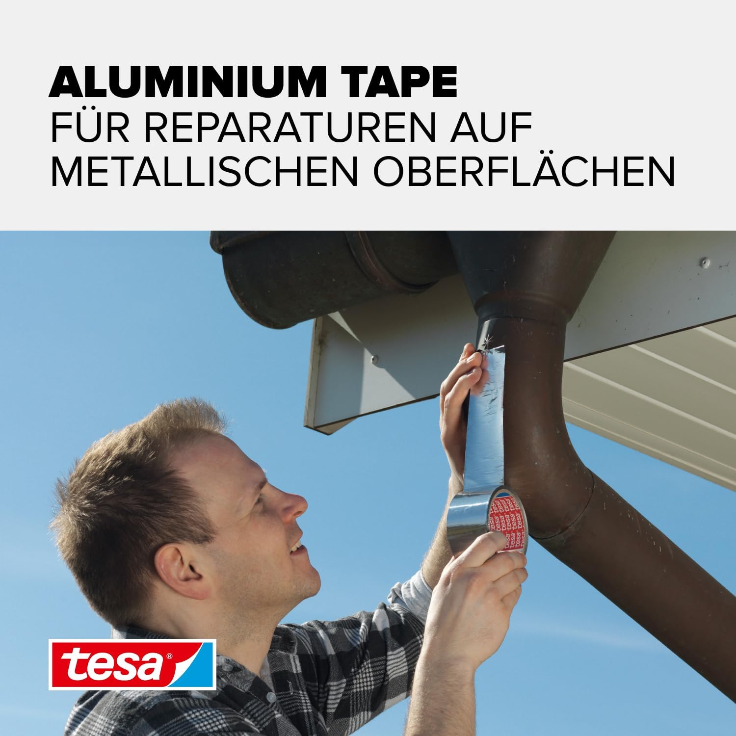 Thumbnail 1 de tesa Aluminium Klebeband 10 m x 50 mm – selbstklebendes Aluminiumband für Reparaturen an metallischen Oberflächen