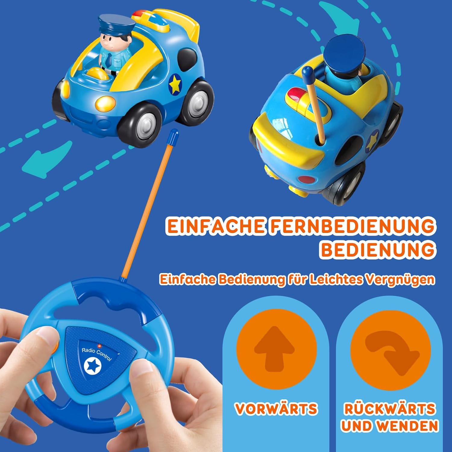 Detalle de Pup Go Fernbedienung Cartoon Polizeiauto – RC-Auto für Kinder mit Musik und Licht