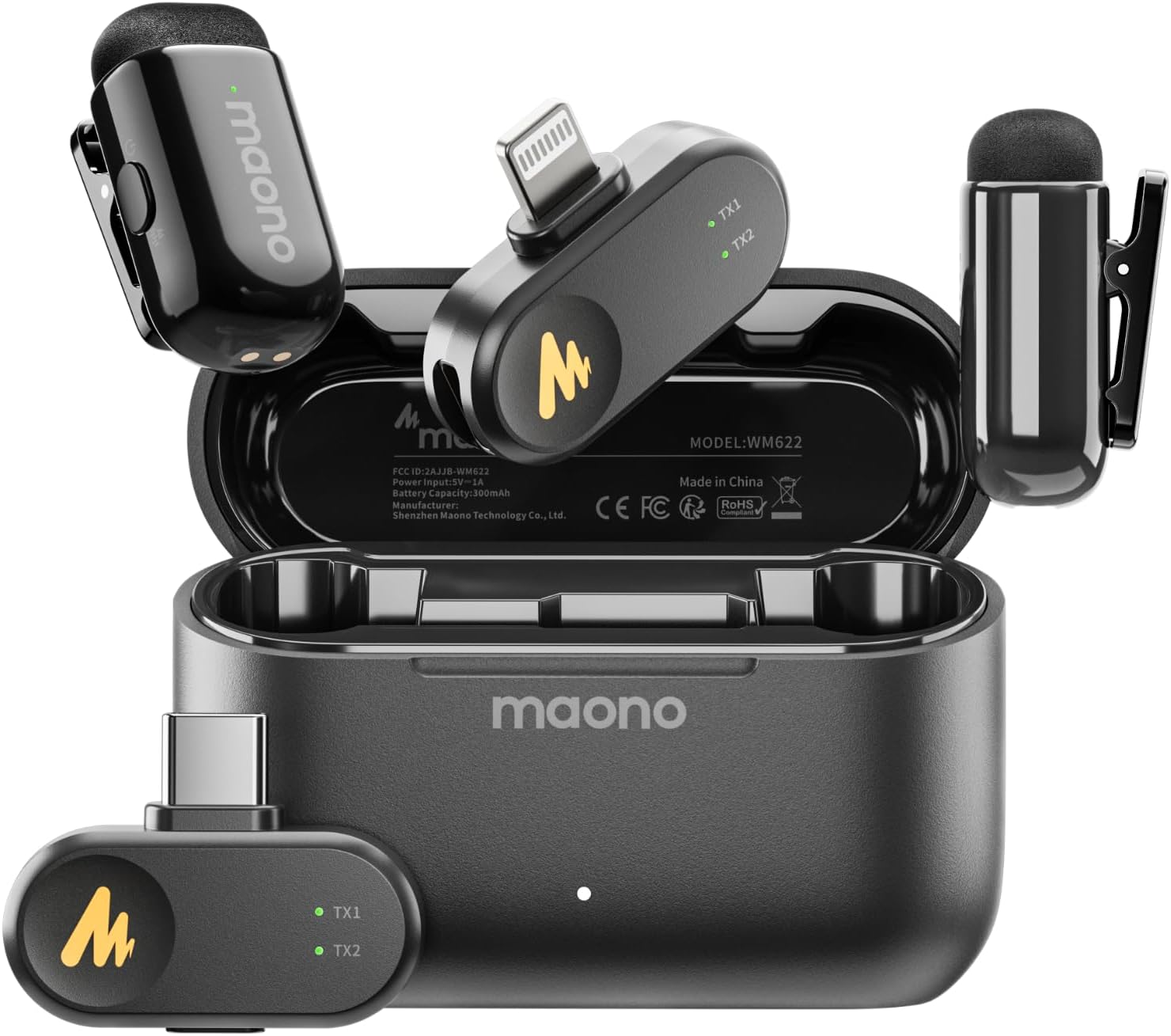 Detalle de MAONO WM622 T1 mini Wireless Lavalier Microphone with 4-Level Noise Reduction