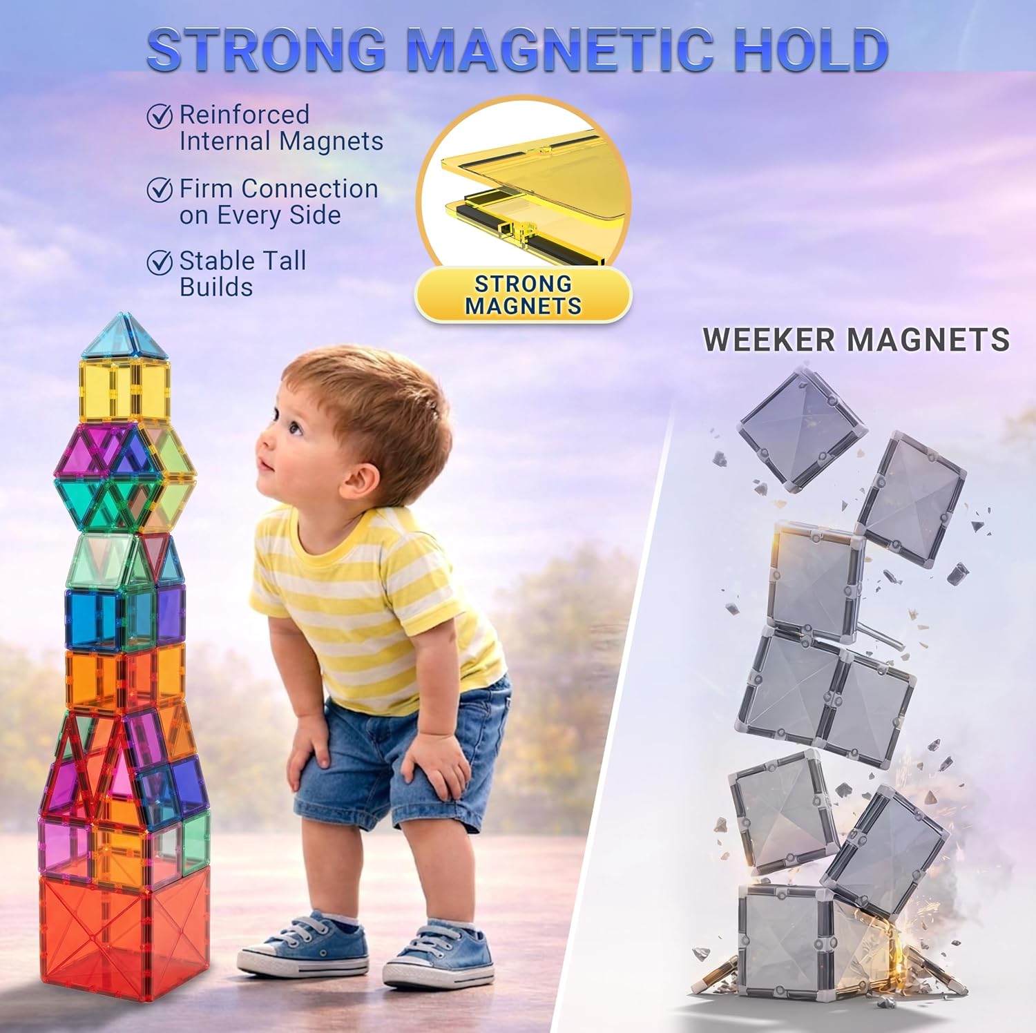 Thumbnail 4 de Desire Deluxe Magnetic Tiles Building Blocks Set (57-Piece) for STEM & Creative Play, Ages 3+