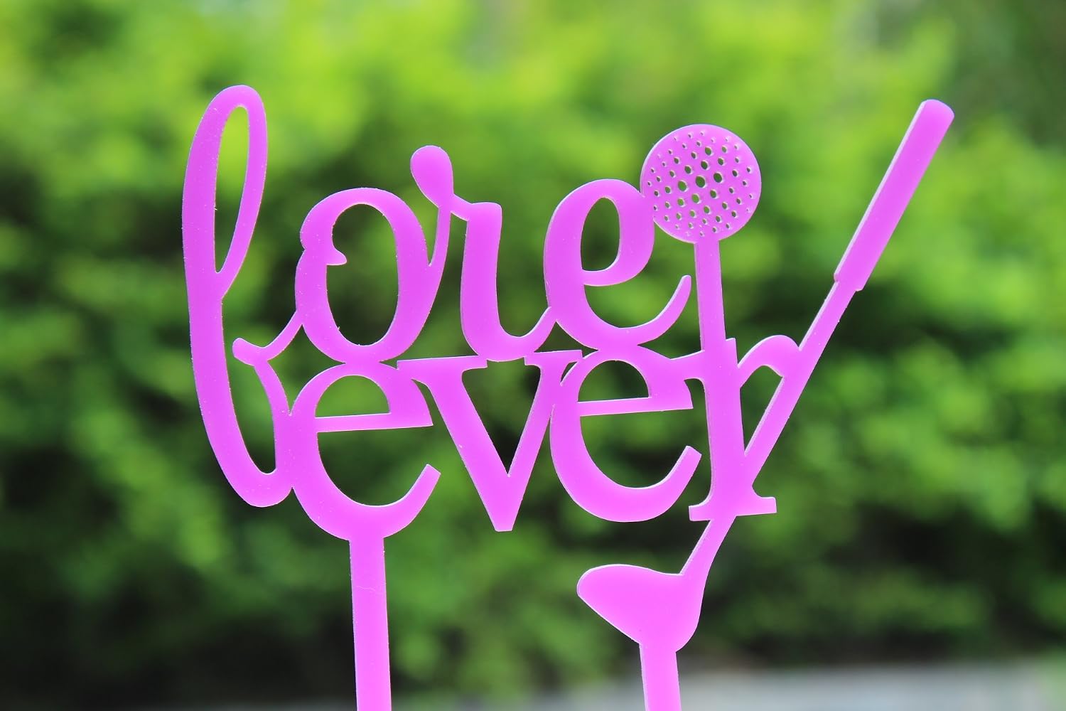 Detalle 2 de Meijiafei M-T-00224-1 Acrylic Golf Cake Topper, Black Cursive Forever Design