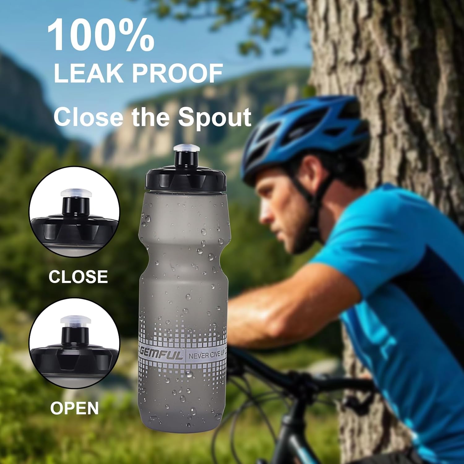 Detalle de GEMFUL Rennrad-Trinkflasche 750 ml – auslaufsicher, BPA-frei, für Sport & Outdoor