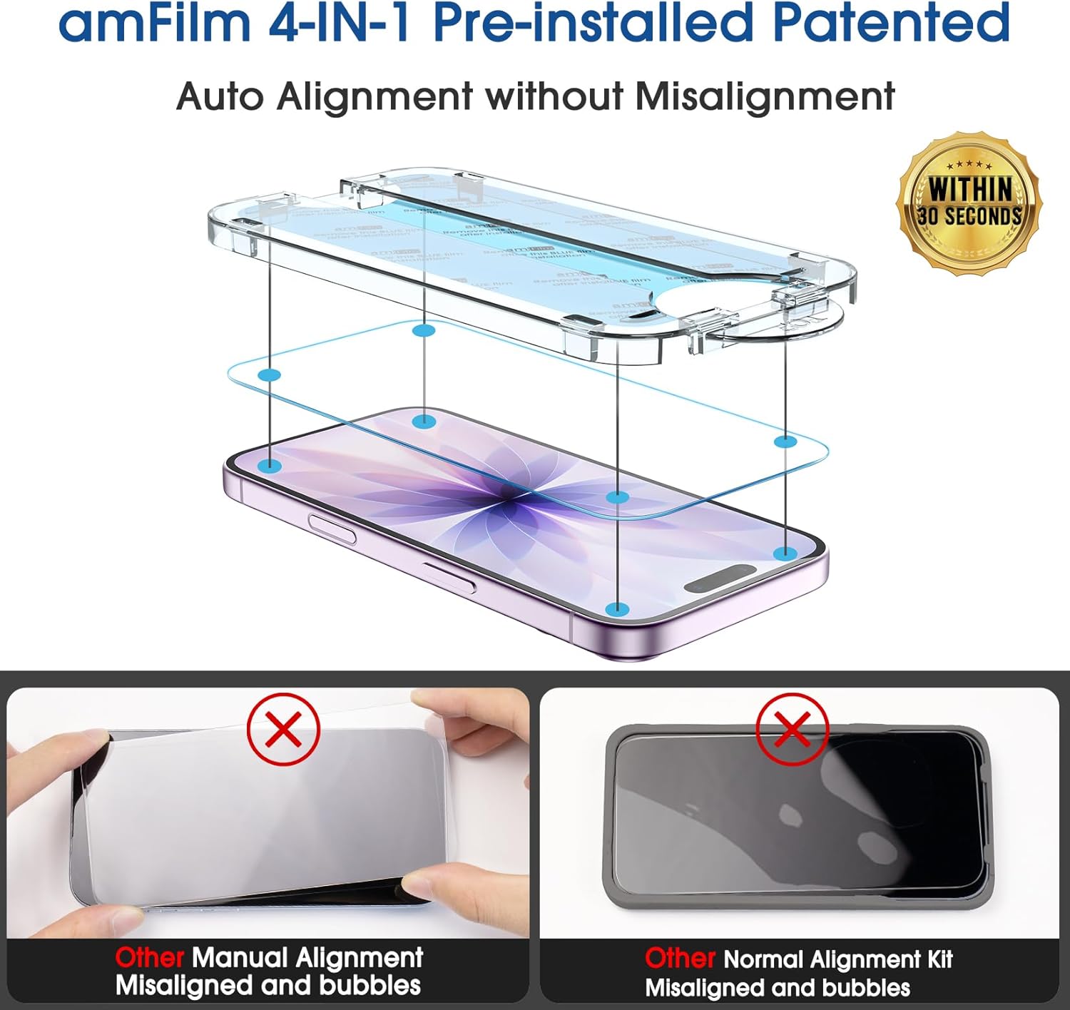 Thumbnail 2 de amFilm OneTouch Screen Protector for iPhone 17 6.3" 2+2 pack