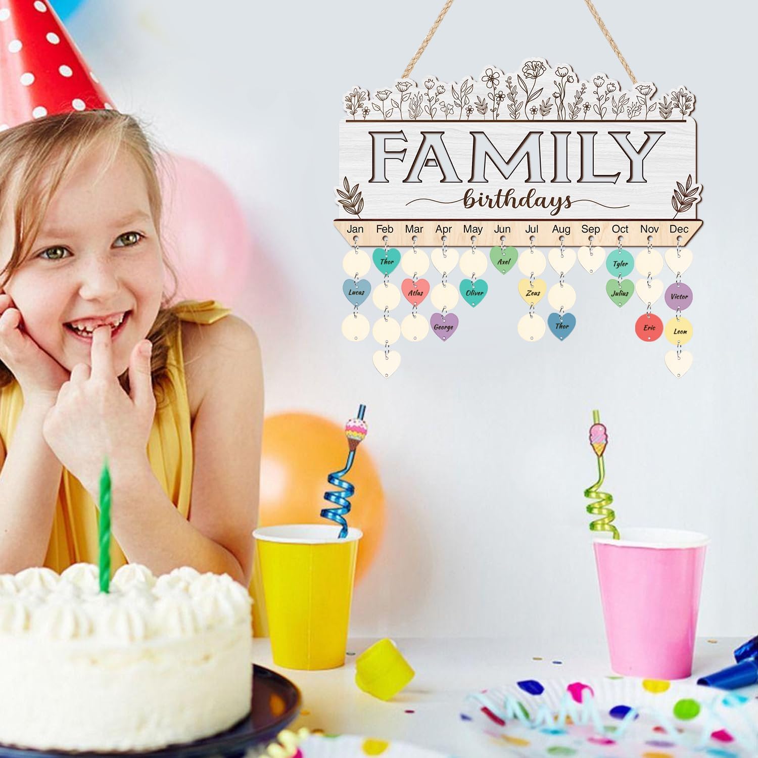 Thumbnail 3 de CHDITB Vintage Family Birthday Calendar Wall Hanging