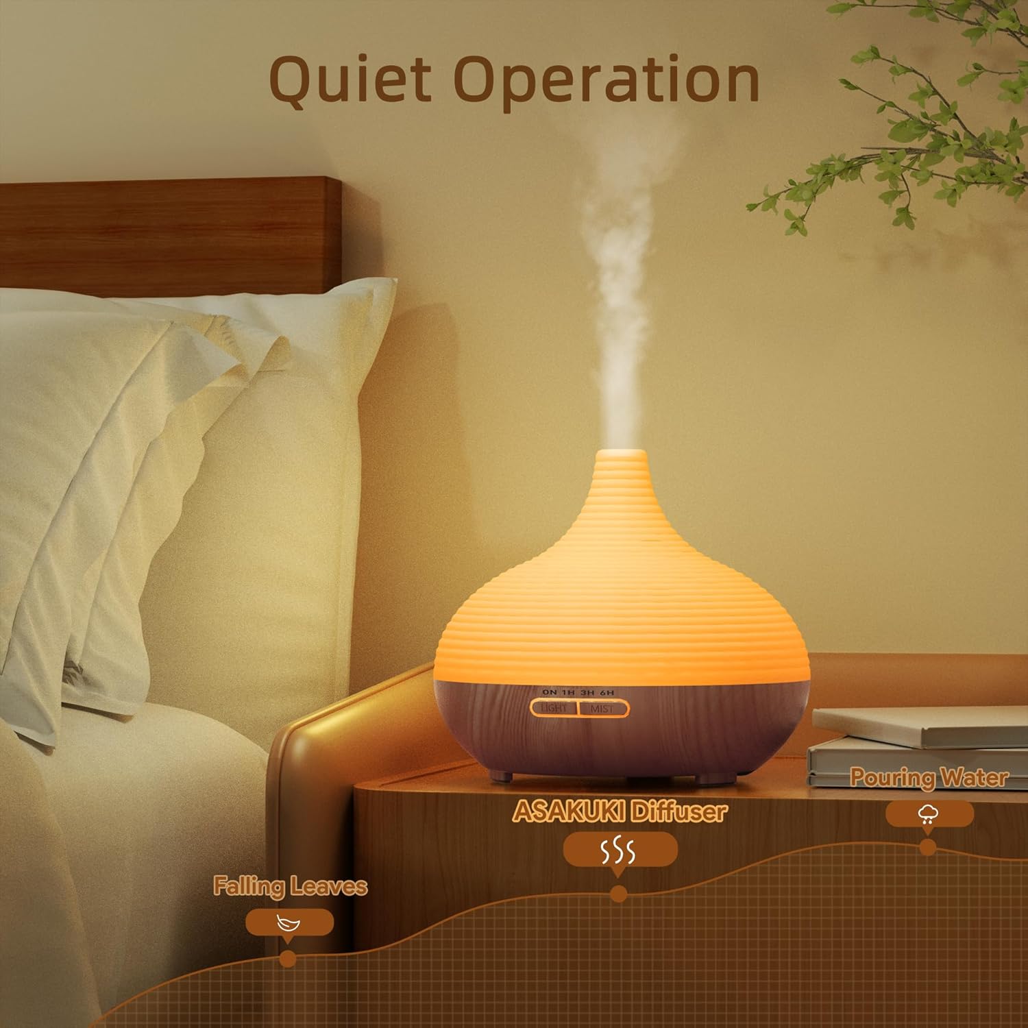 Thumbnail 5 de ASAKUKI 300ml Aroma Diffuser 🏠