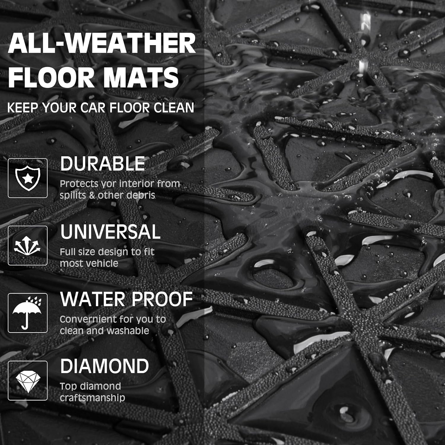 Thumbnail 5 de CAR PASS Bling Rubber Car Mats, Universal 1