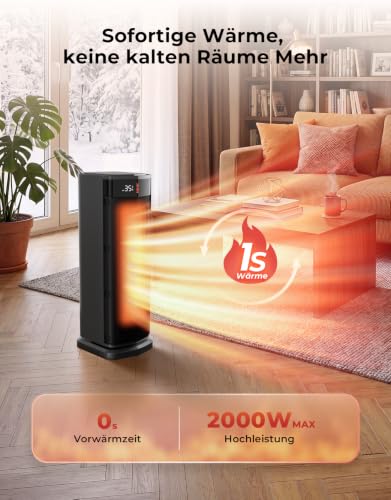Detalle 2 de Heizlüfter Energiesparend Leise 2000W PTC Keramik – HeeFotoWohn