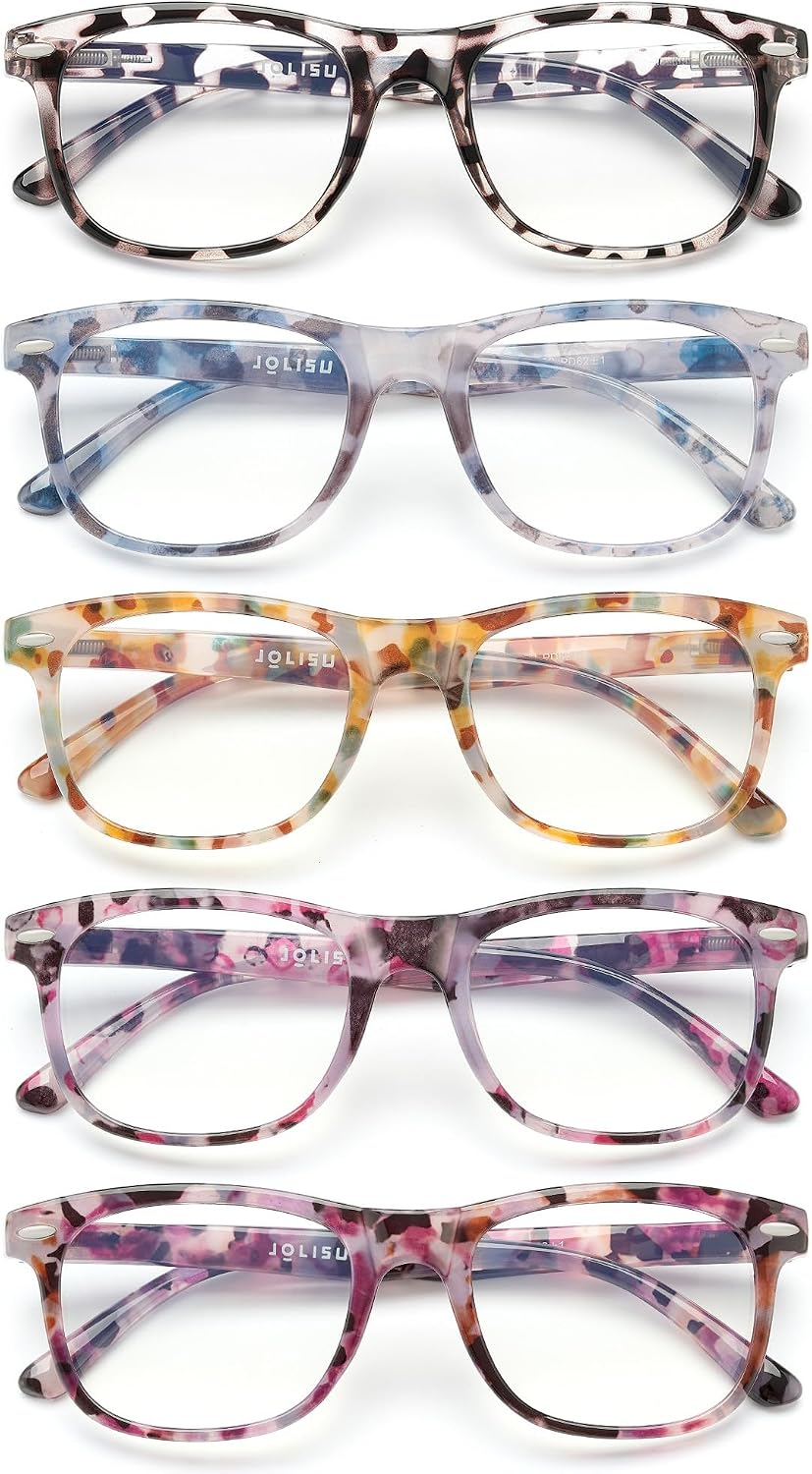 Detalle de JOLISU 5 Pack Reading Glasses for Women — Blue Light Blocking, Spring Hinge Readers (2.00)
